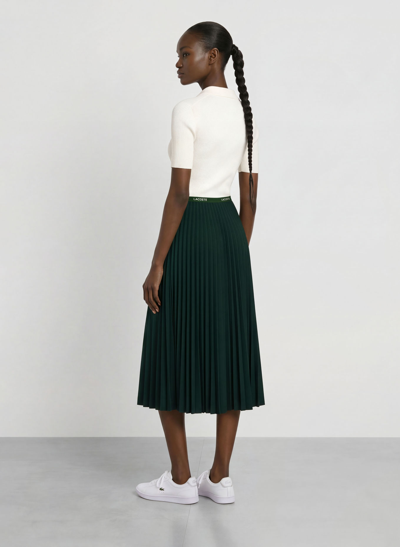 LACOSTE Pleated skirt: DARK GREEN