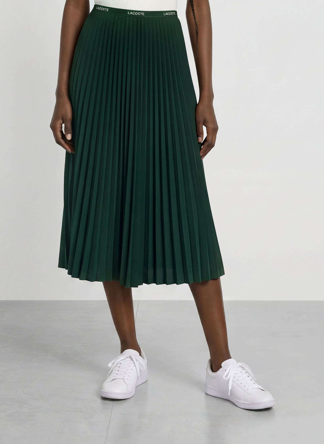 LACOSTE Pleated skirt: DARK GREEN