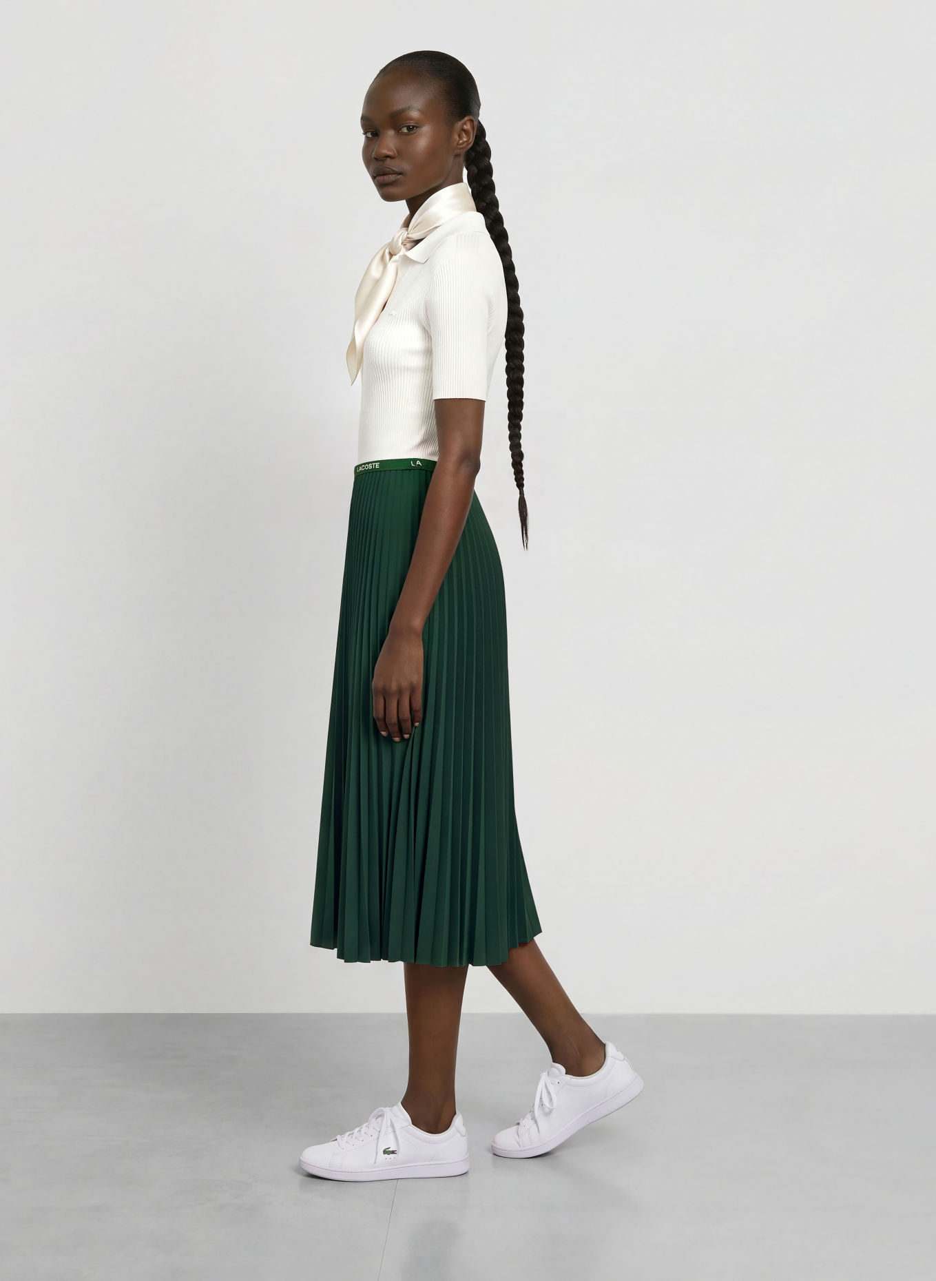 LACOSTE Pleated skirt: DARK GREEN
