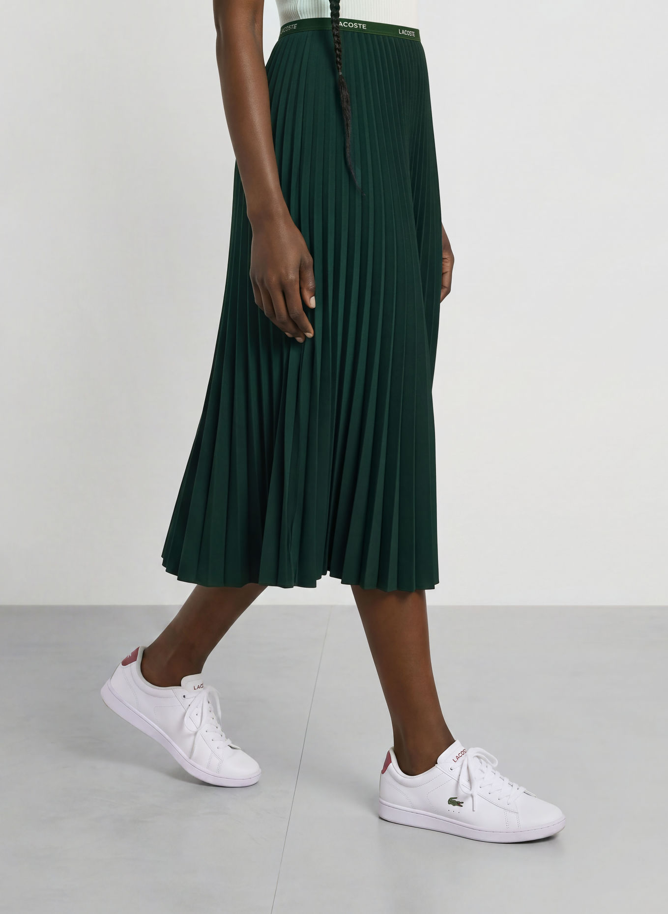 LACOSTE Pleated skirt: DARK GREEN