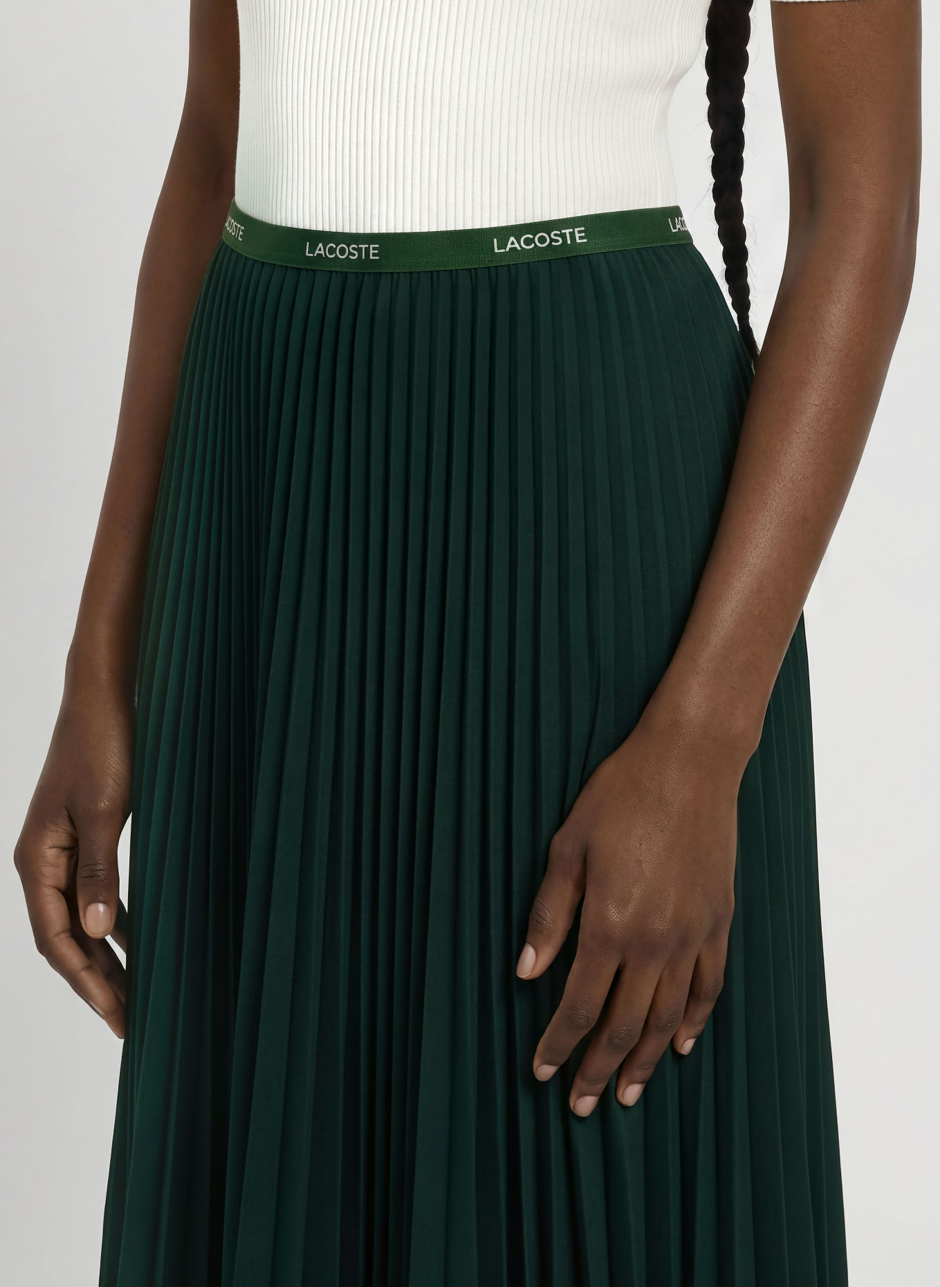 LACOSTE Pleated skirt: DARK GREEN