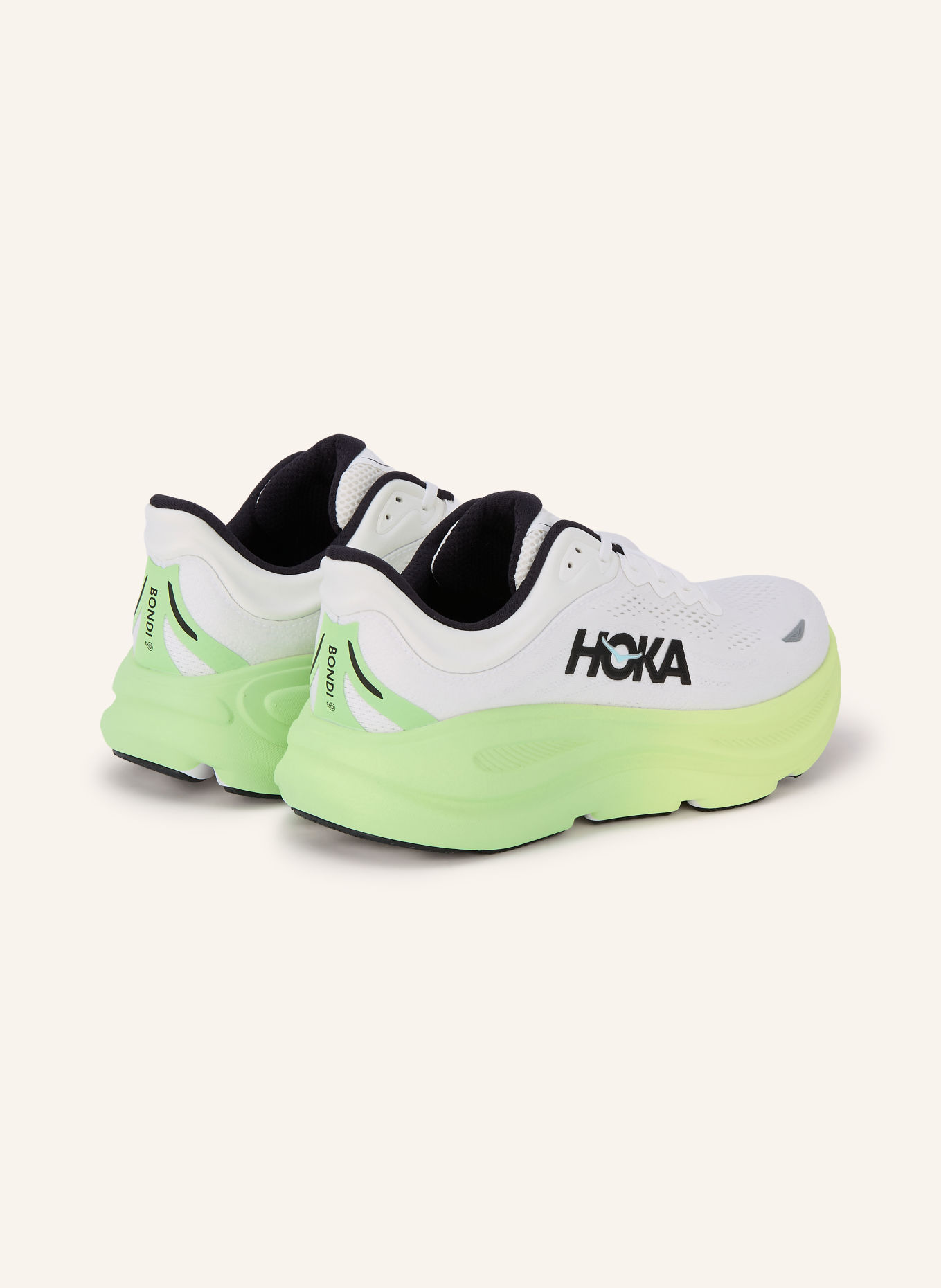 HOKA BONDI 9 running shoes: WHITE / NEON GREEN / BLACK