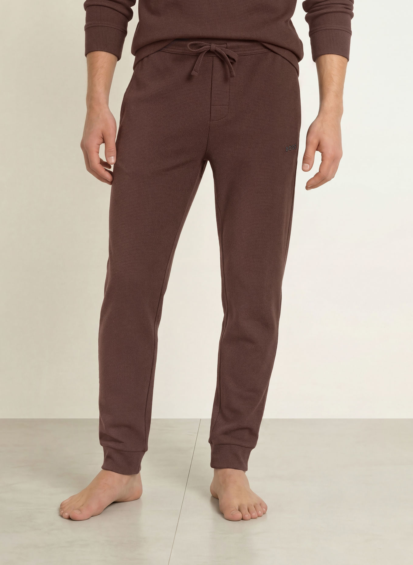 BOSS pantalon de pyjama: MARRON FONCÉ / NOIR