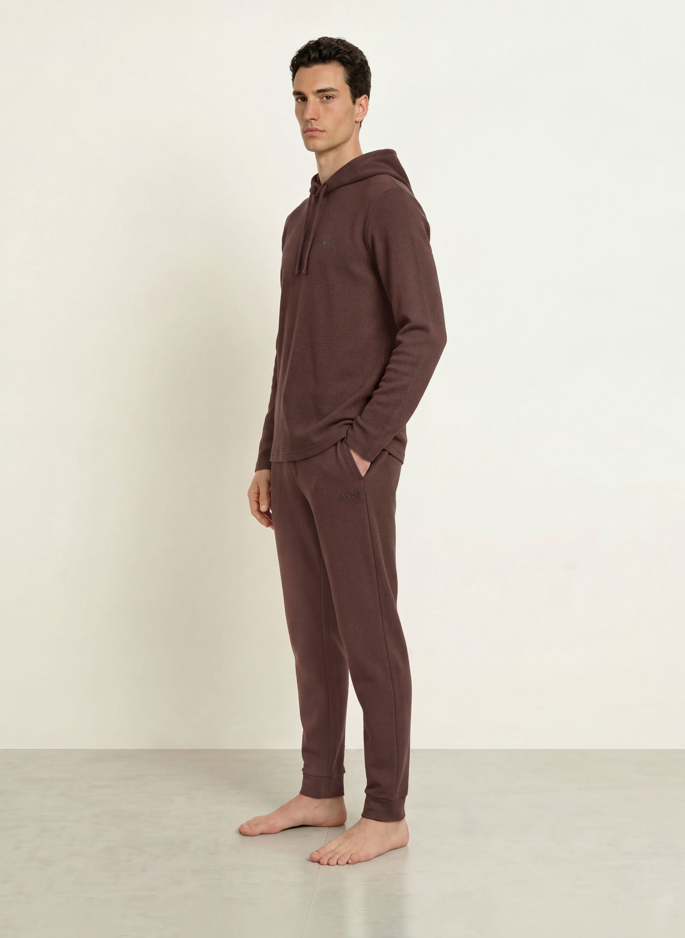 BOSS pantalon de pyjama: MARRON FONCÉ / NOIR