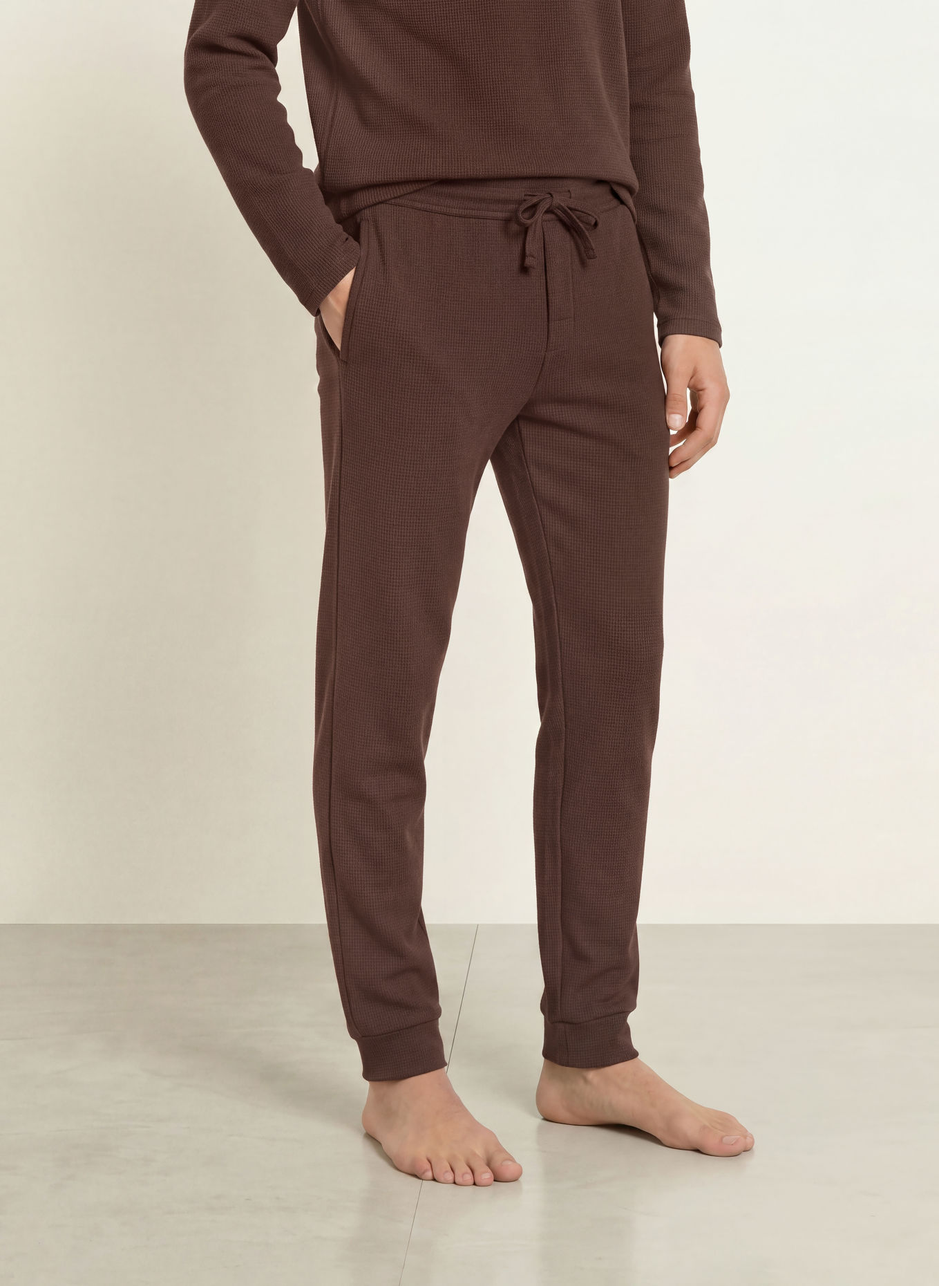 BOSS pantalon de pyjama: MARRON FONCÉ / NOIR