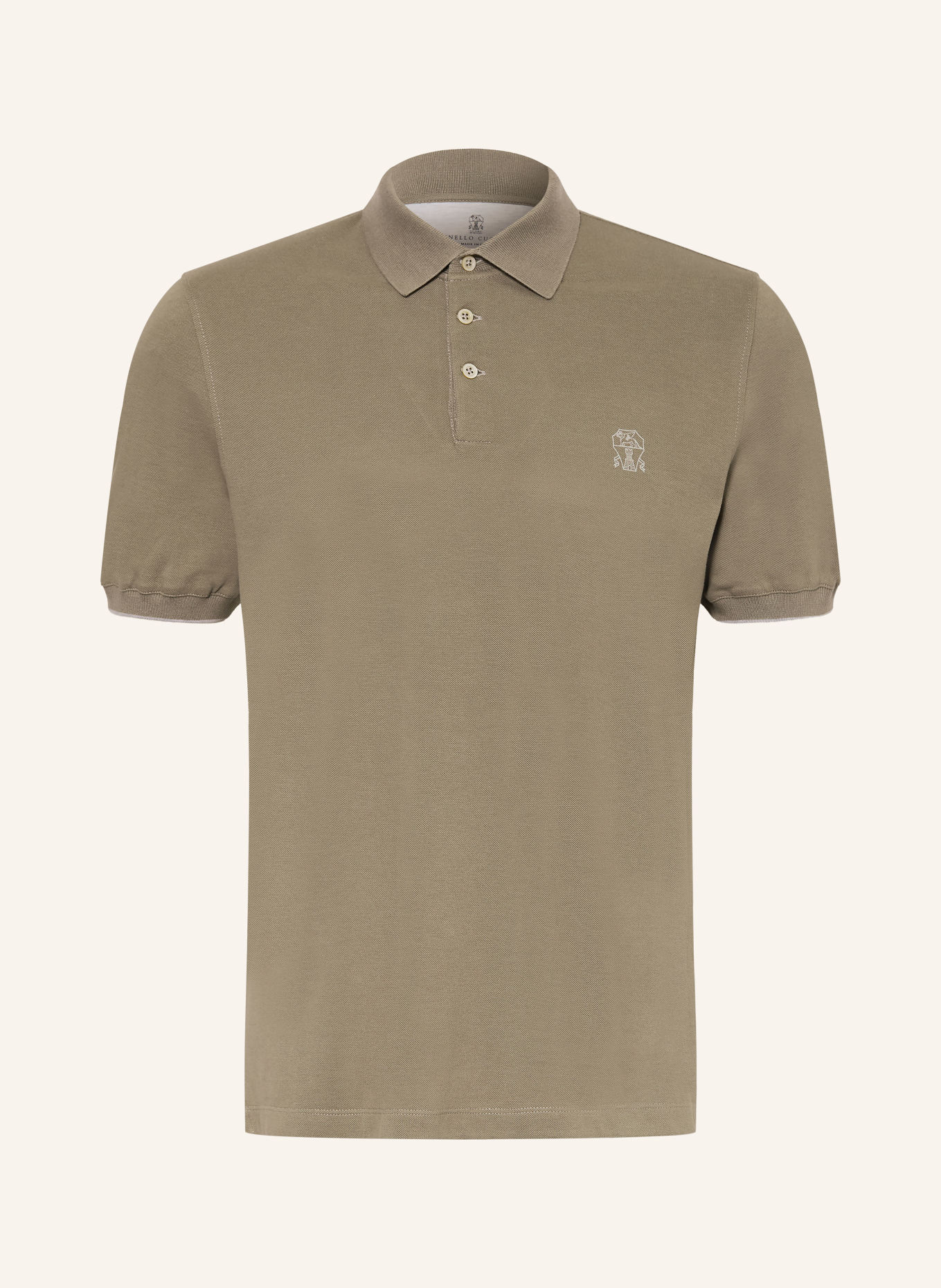 BRUNELLO CUCINELLI Polokošile z piké: KHAKI / ČERNOŠEDÁ