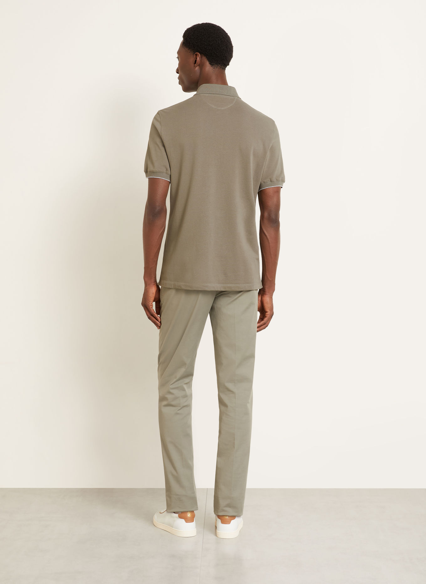 BRUNELLO CUCINELLI Polokošile z piké: KHAKI / ČERNOŠEDÁ