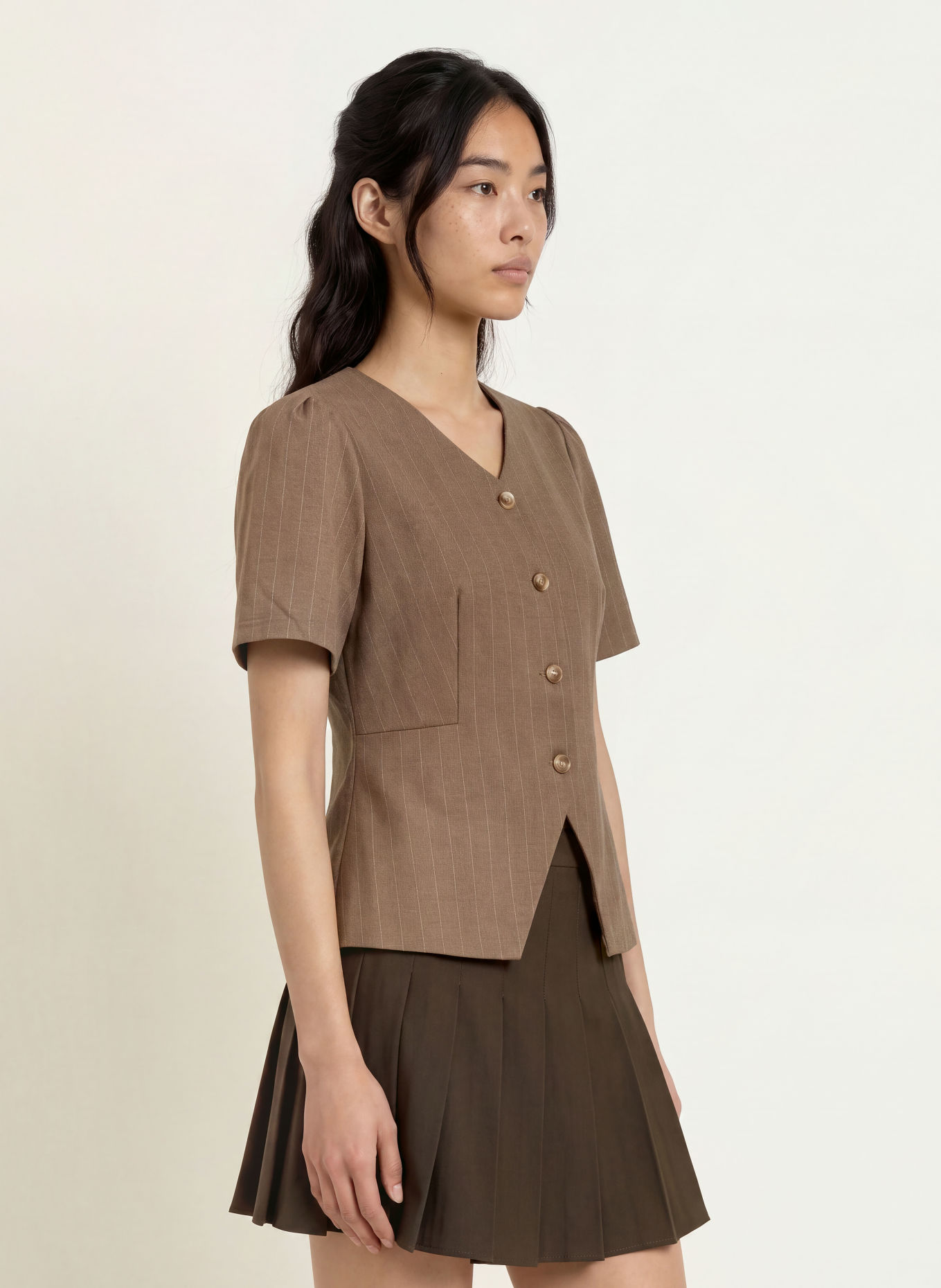 NEO NOIR Blouse JULES: BROWN / LIGHT BROWN