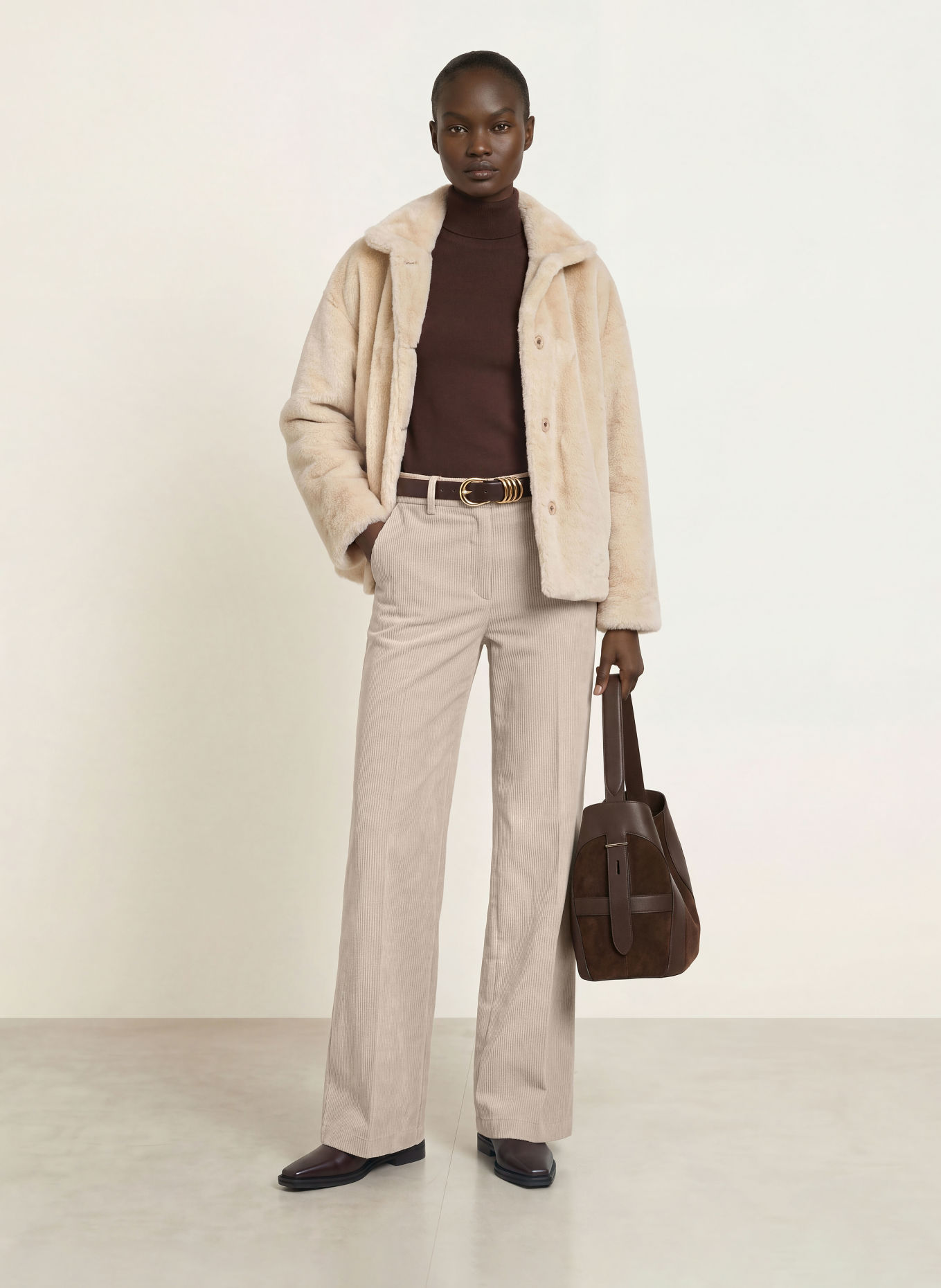 CAMBIO Marlenehose AMELIE aus Cord: BEIGE