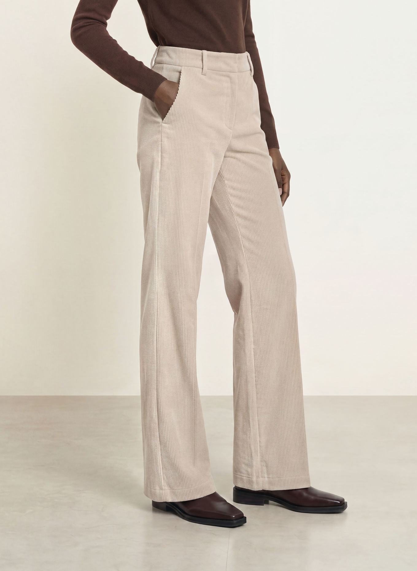 CAMBIO Marlenehose AMELIE aus Cord: BEIGE