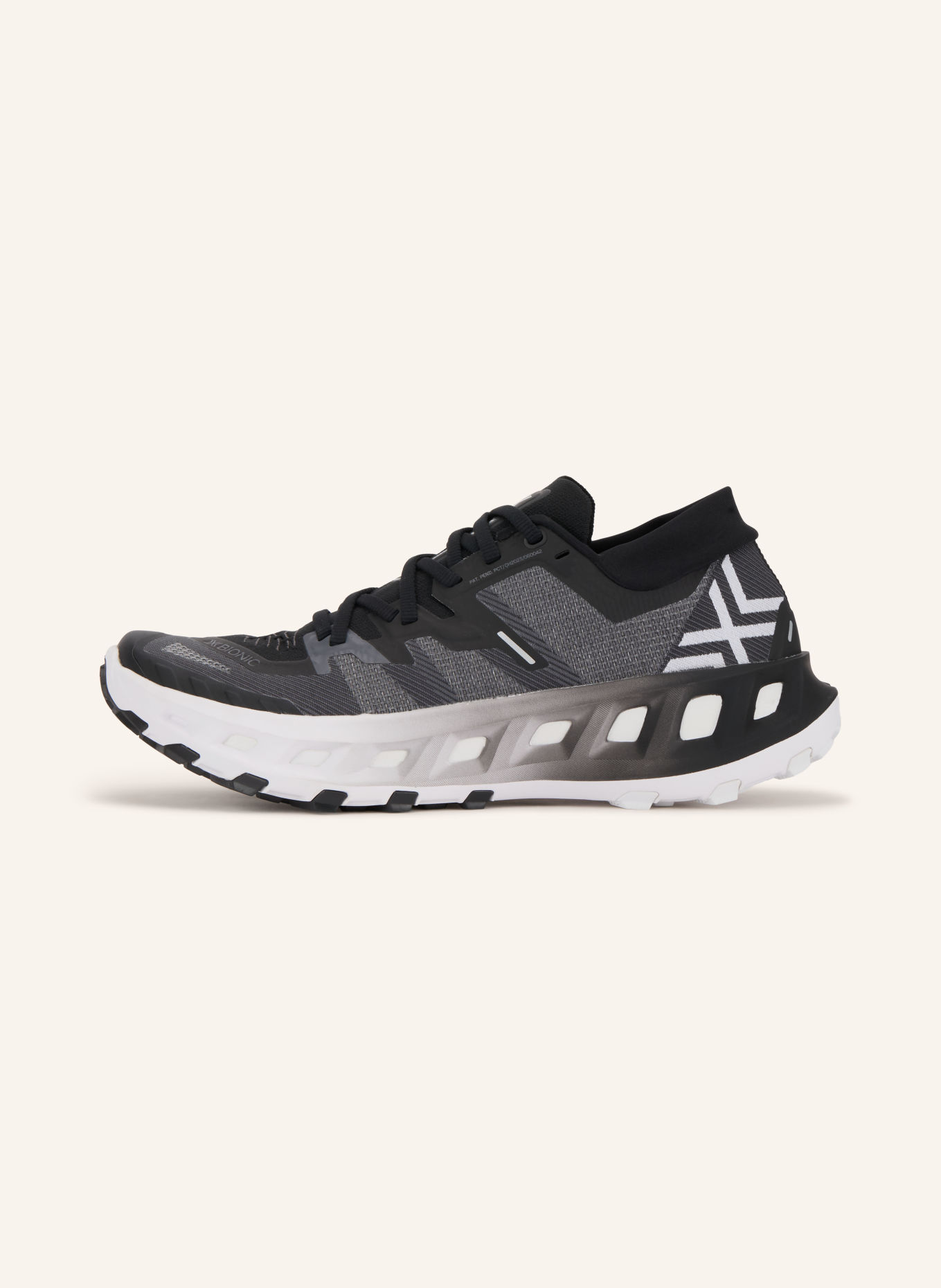 X-BIONIC TERRASKIN X02 trail running shoes: BLACK / DARK GRAY / WHITE