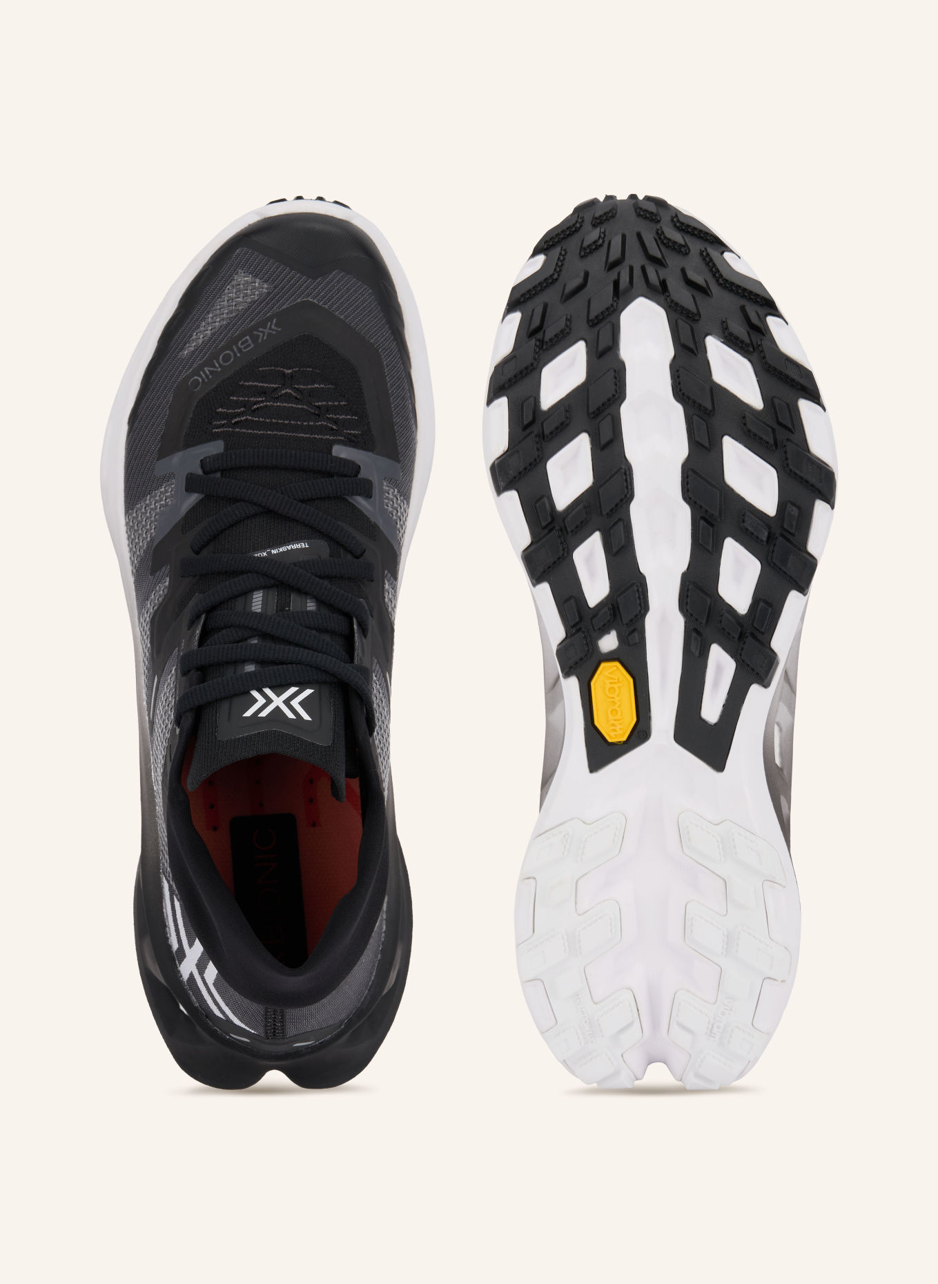 X-BIONIC TERRASKIN X02 trail running shoes: BLACK / DARK GRAY / WHITE