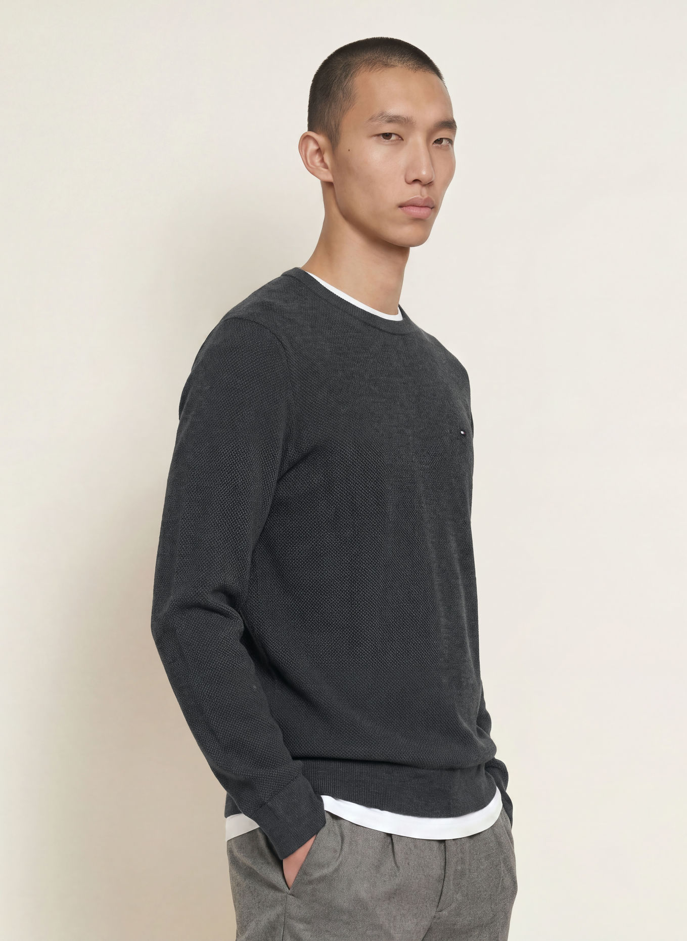 TOMMY HILFIGER Pullover: DUNKELGRAU