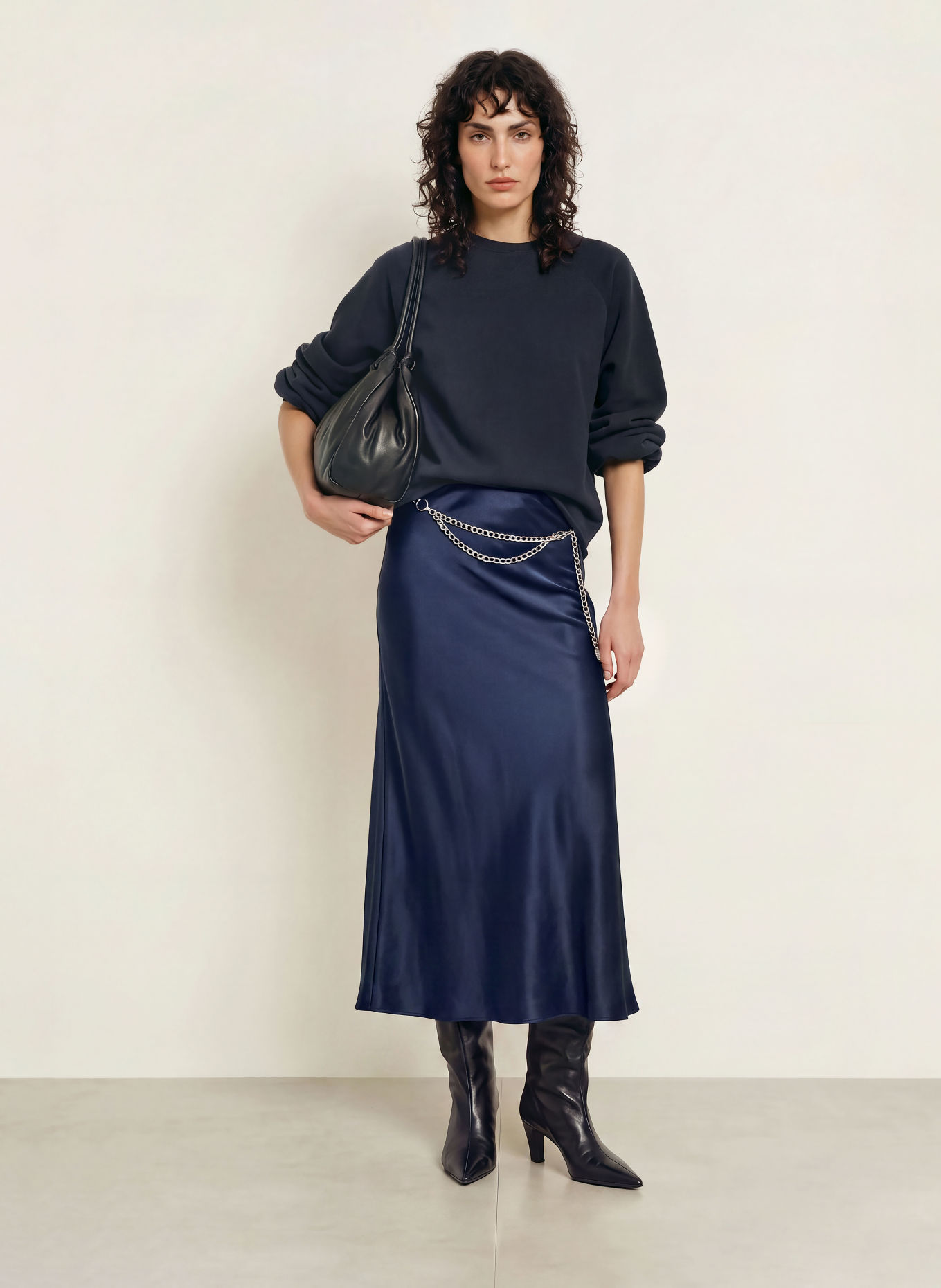 LADNERI Satinrock LE PLAINE: DUNKELBLAU