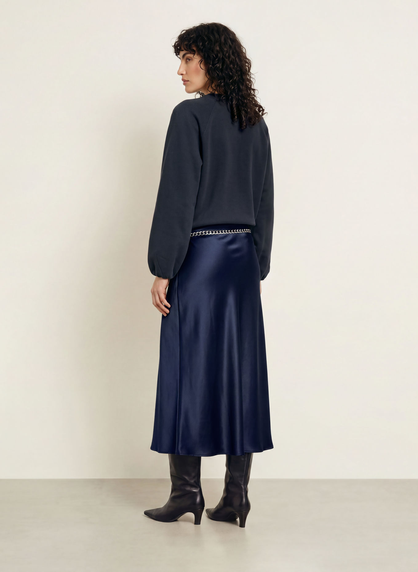 LADNERI Satinrock LE PLAINE: DUNKELBLAU