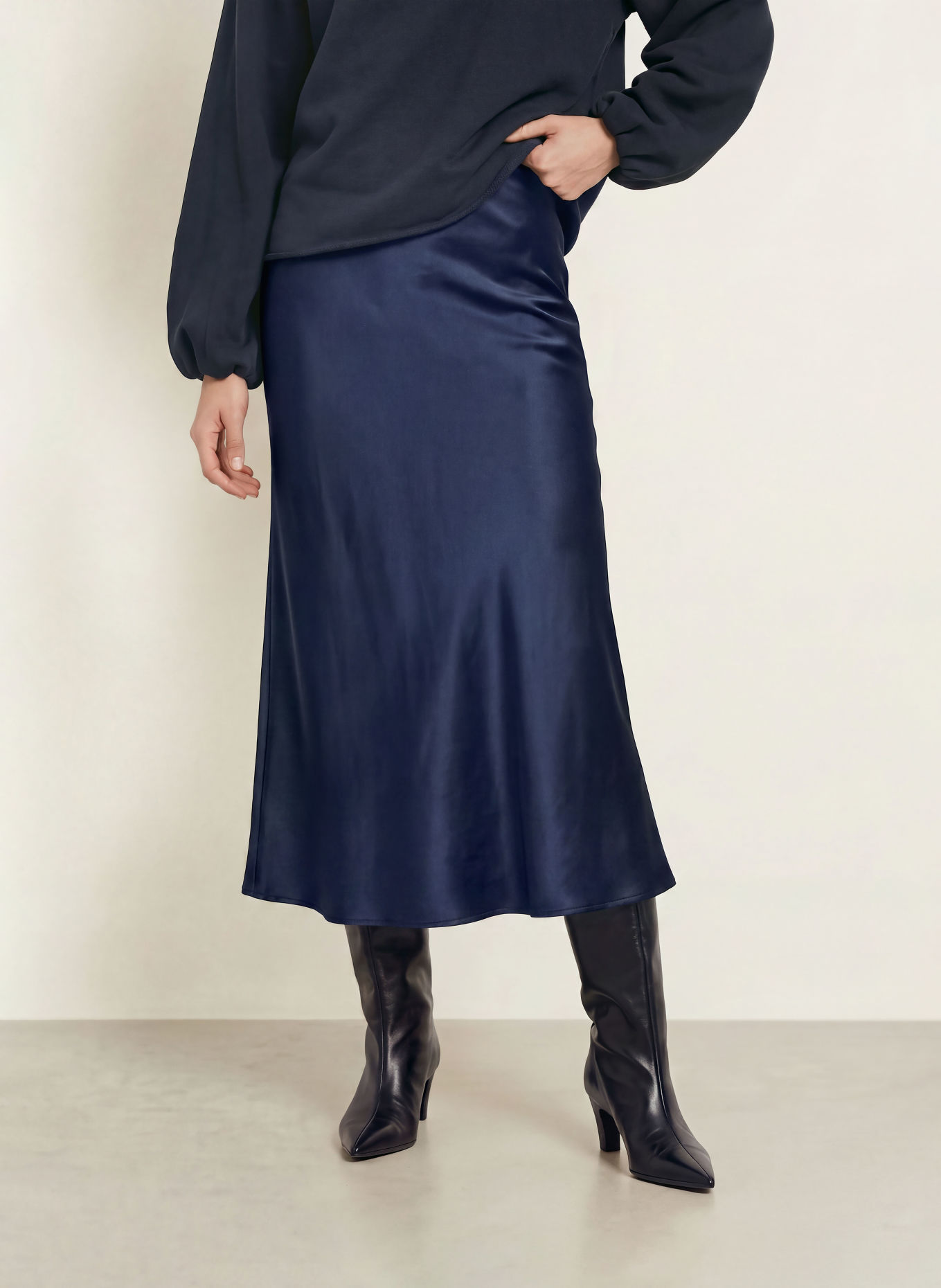 LADNERI Satinrock LE PLAINE: DUNKELBLAU