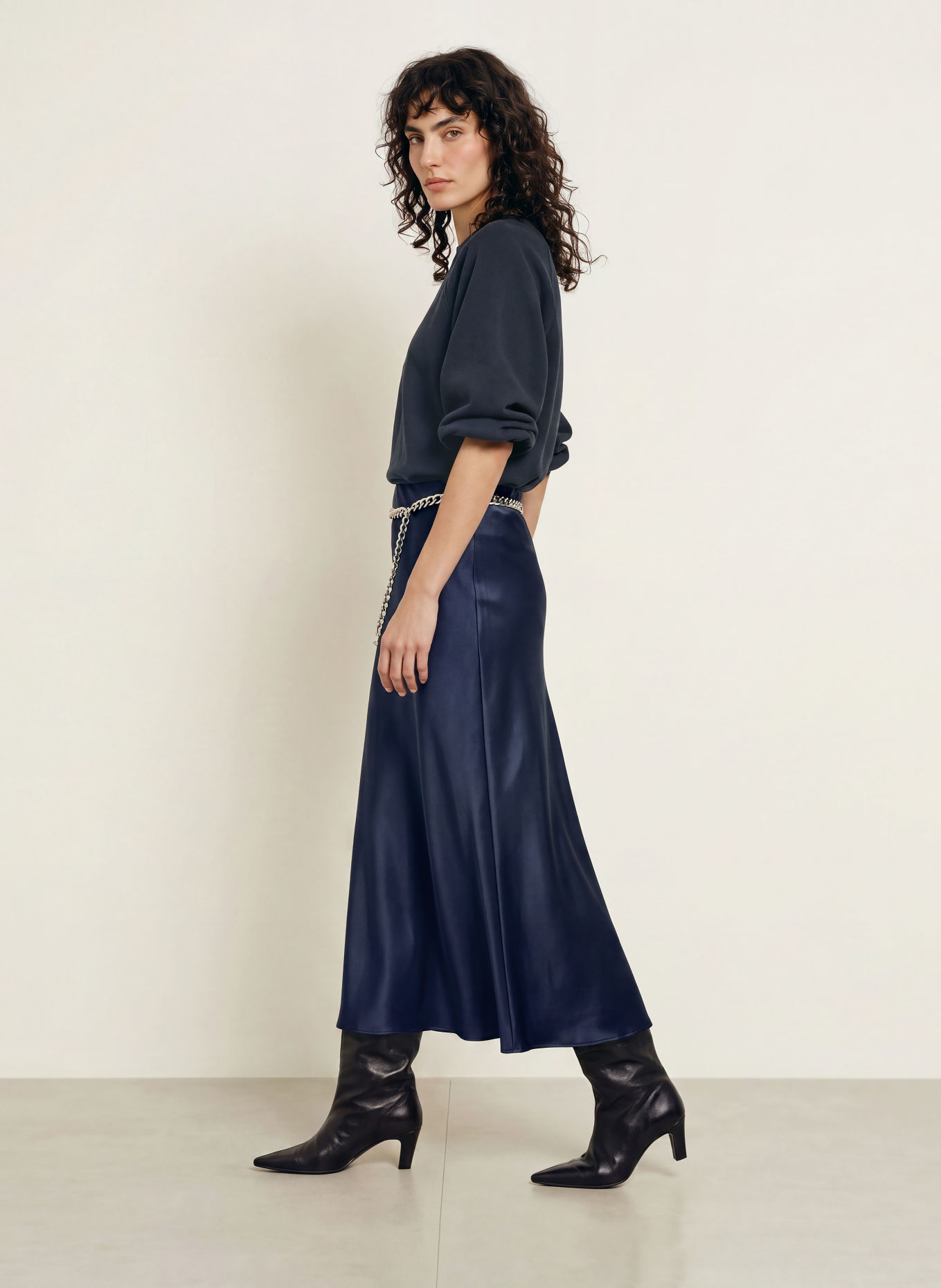 LADNERI Satinrock LE PLAINE: DUNKELBLAU