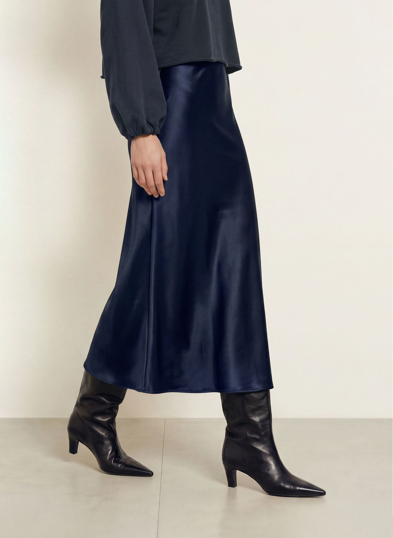 LADNERI Satinrock LE PLAINE: DUNKELBLAU