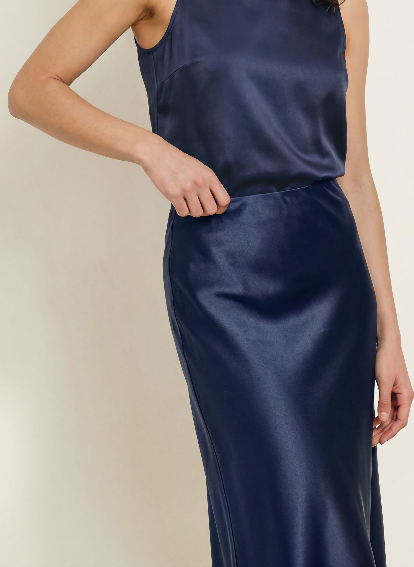 LADNERI Satinrock LE PLAINE: DUNKELBLAU
