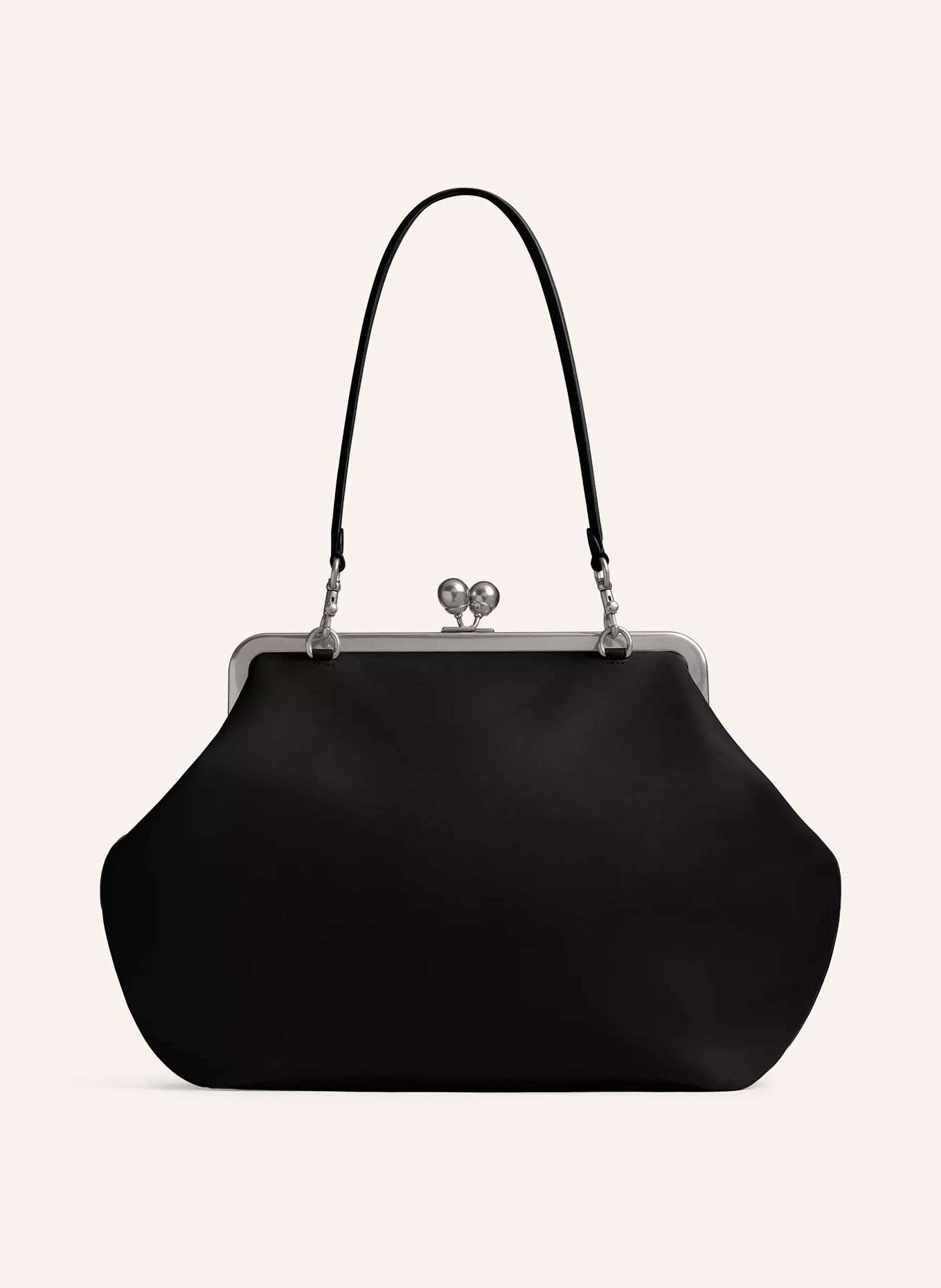 COACH Handbag KISSLOCK FRAME LARGE: BLACK / SILVER