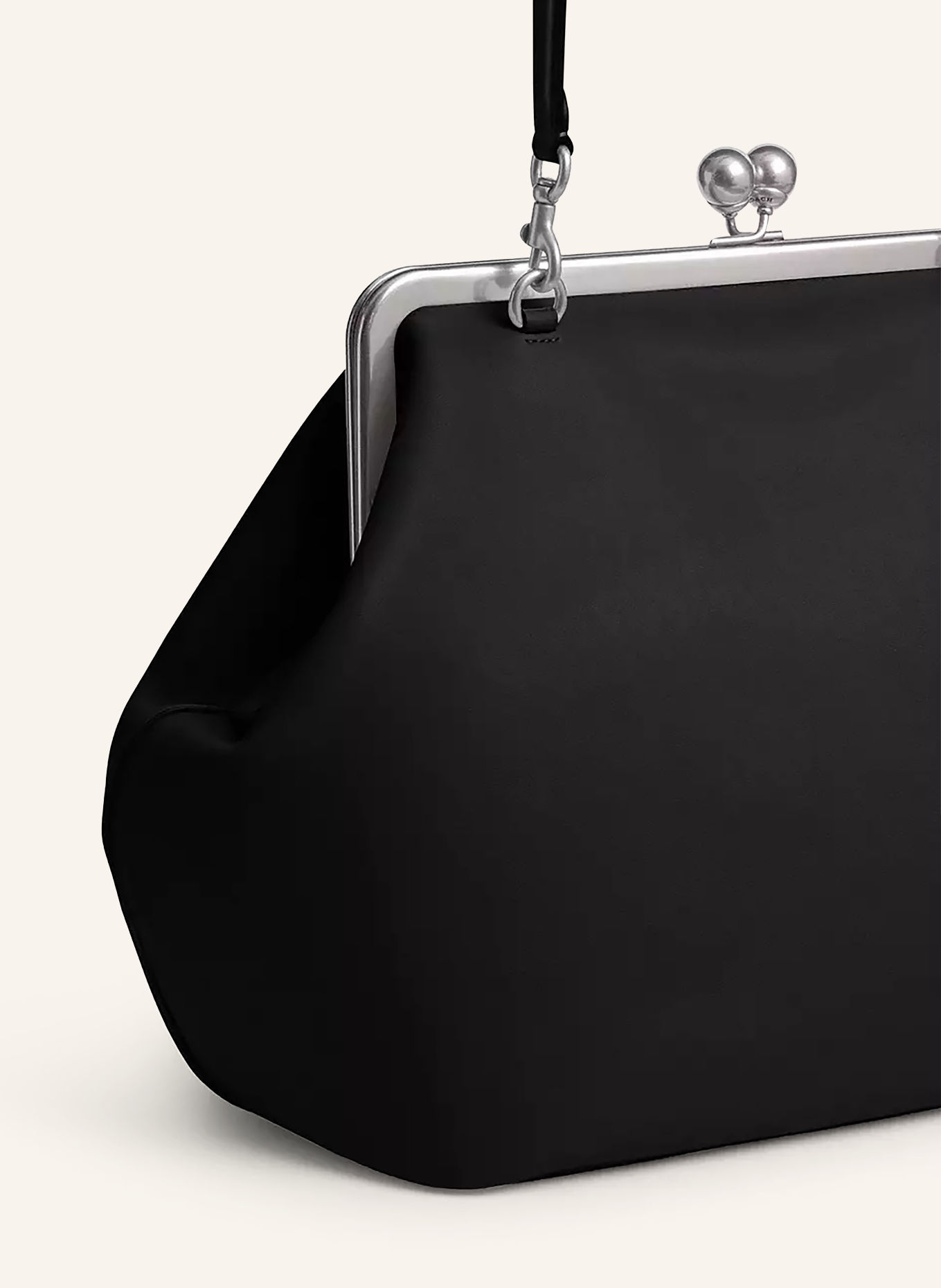COACH Handbag KISSLOCK FRAME LARGE: BLACK / SILVER