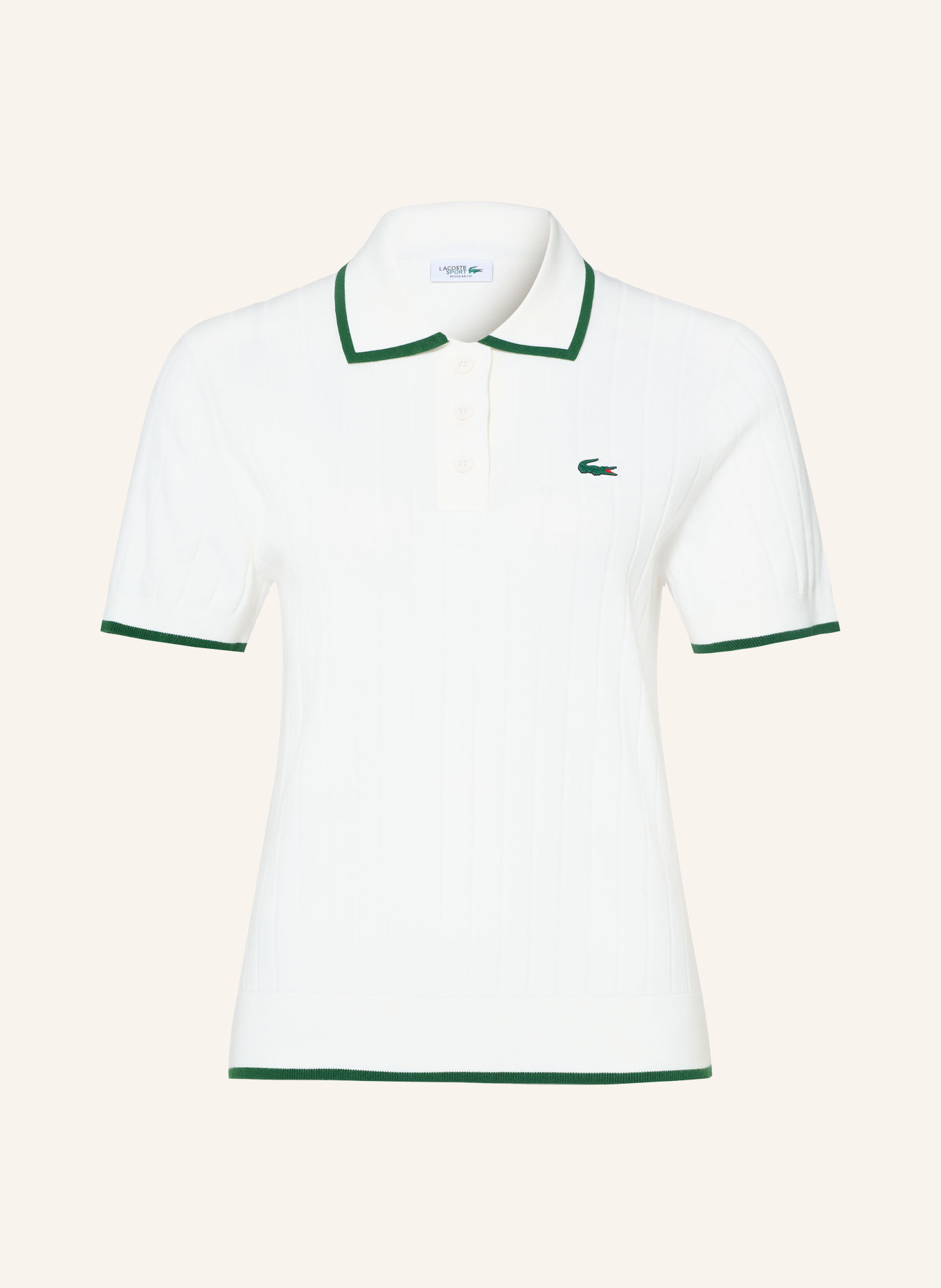 LACOSTE Performance polo shirt: WHITE / DARK GREEN