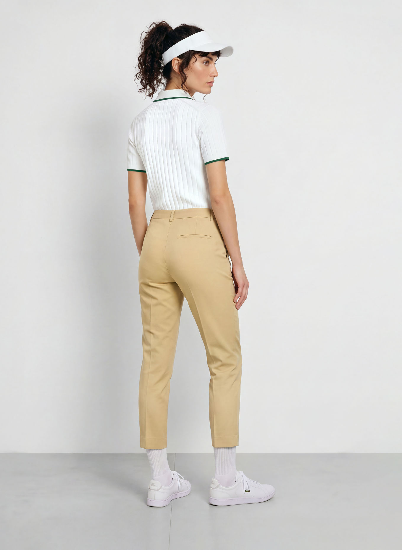 LACOSTE Performance polo shirt: WHITE / DARK GREEN