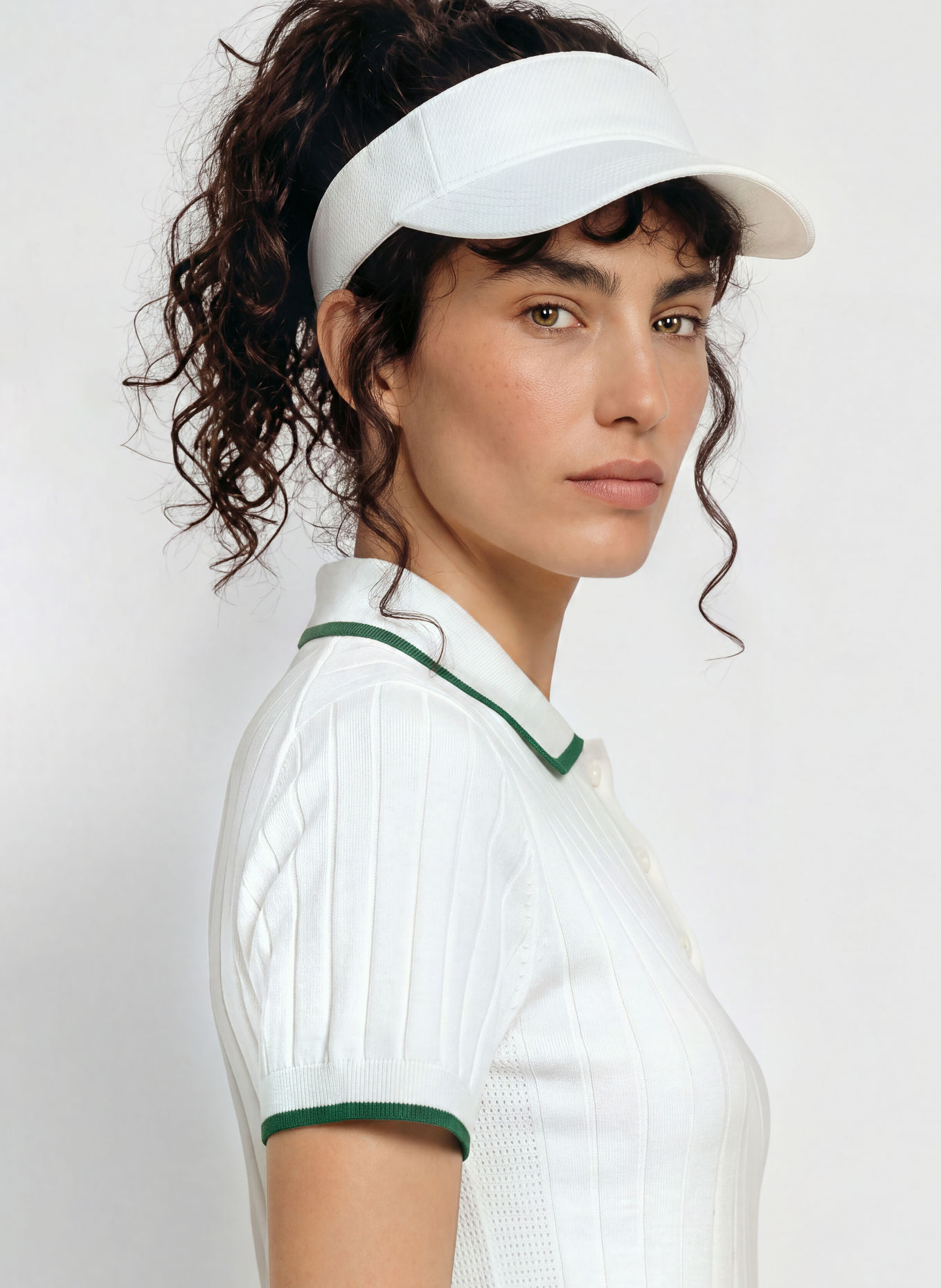 LACOSTE Performance polo shirt: WHITE / DARK GREEN