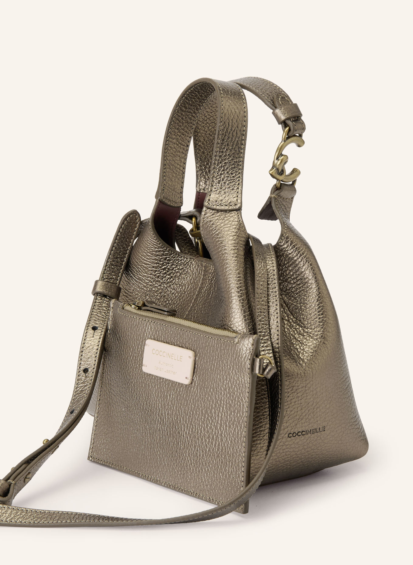 COCCINELLE Handbag with pouch: OLIVE / GOLD