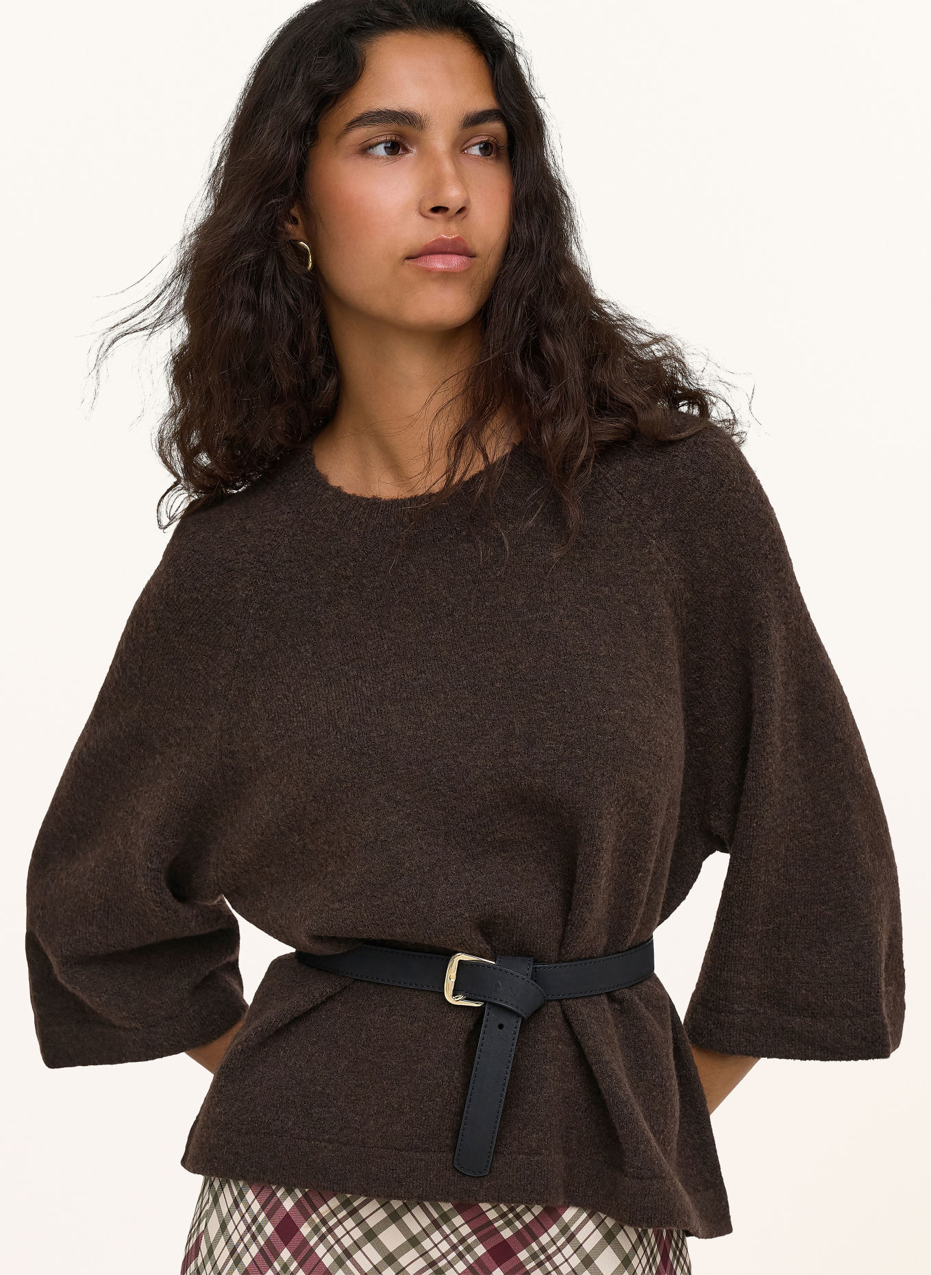 ONLY Strickshirt mit 3/4-Arm: DUNKELBRAUN