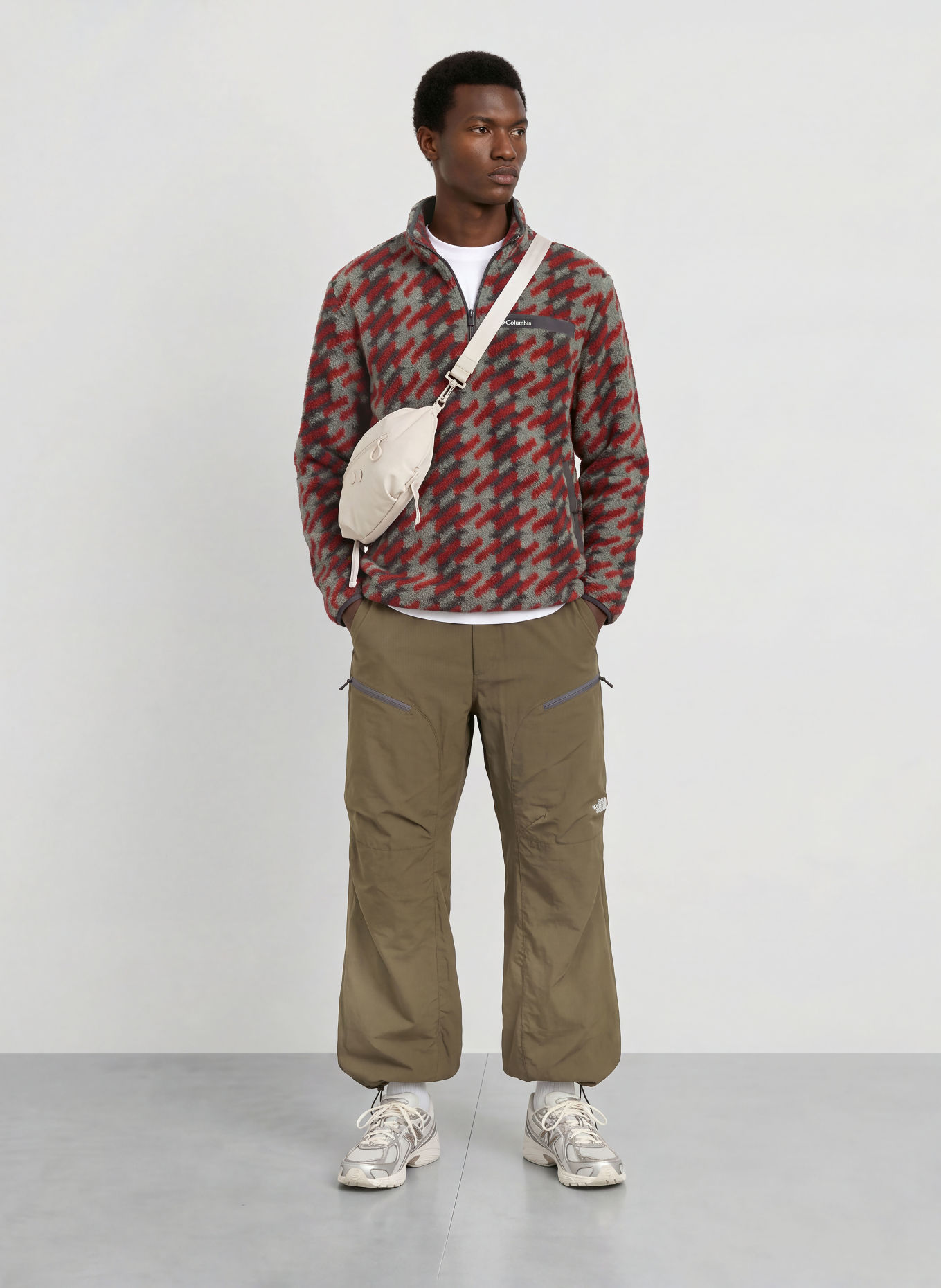 Columbia Fleece-trui RUGGED RIDGE™: ROOD / KAKI / LICHTGROEN