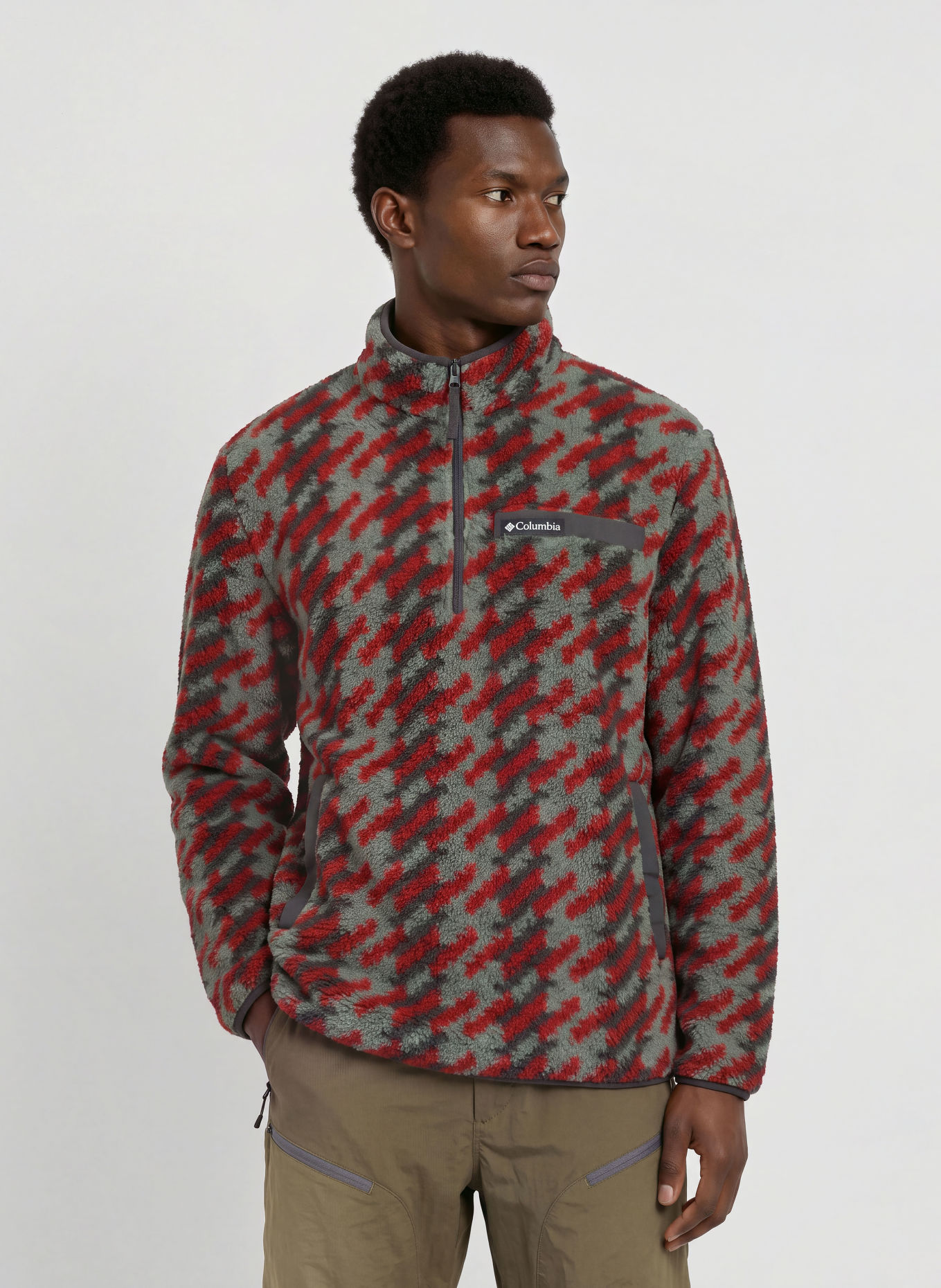 Columbia Fleece-trui RUGGED RIDGE™: ROOD / KAKI / LICHTGROEN