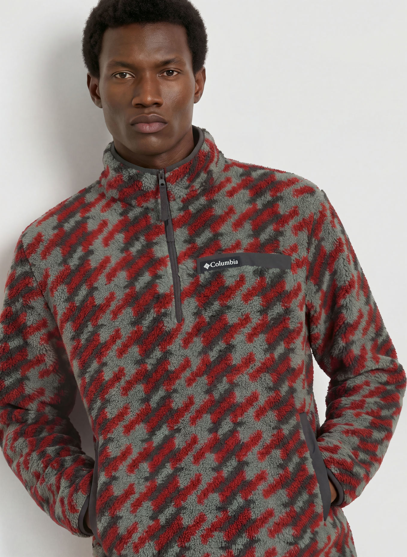 Columbia Fleece-trui RUGGED RIDGE™: ROOD / KAKI / LICHTGROEN