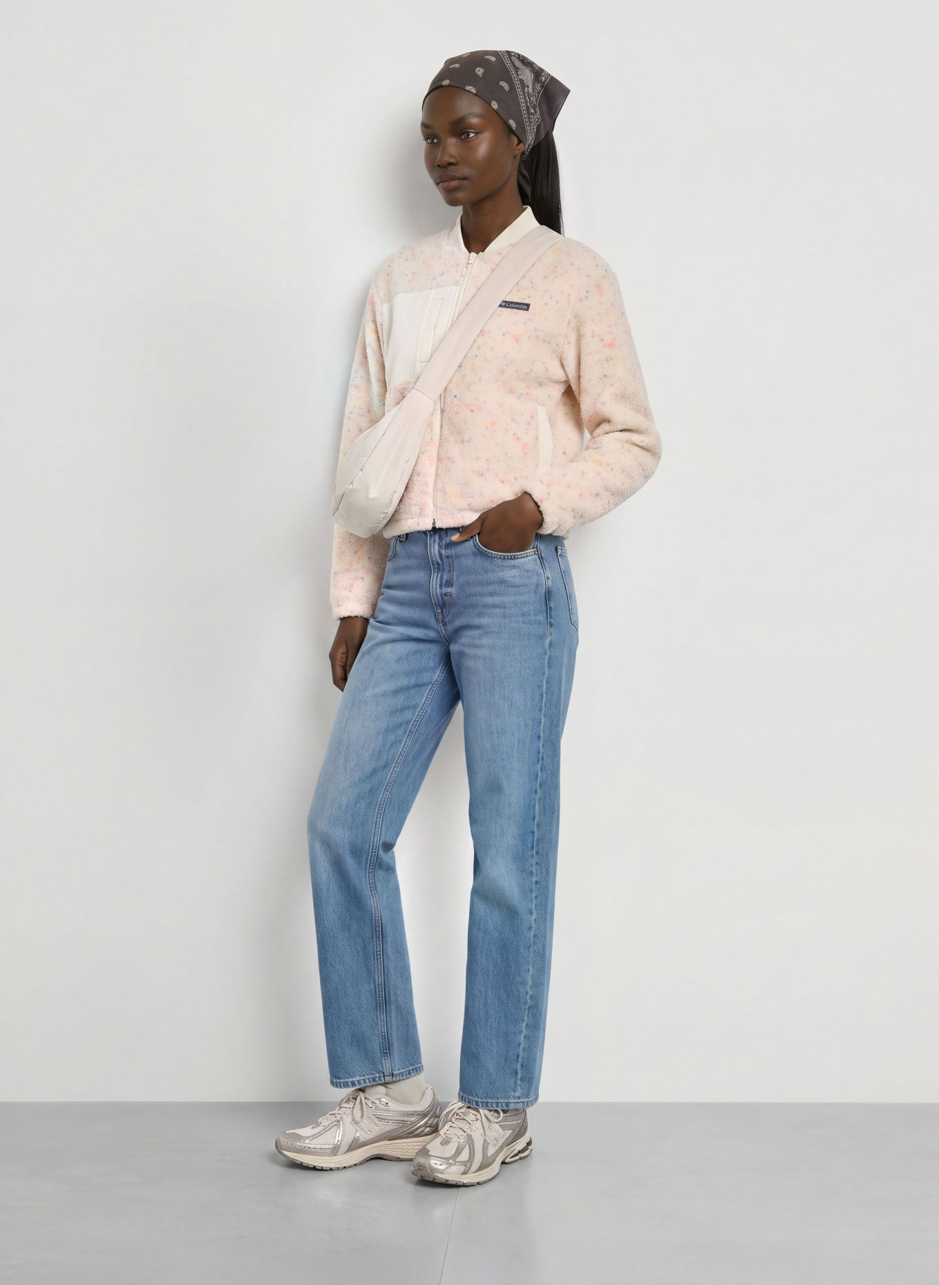 Columbia STELLAR PATH™ fleece jacket: CREAM / NEON PINK / BLUE