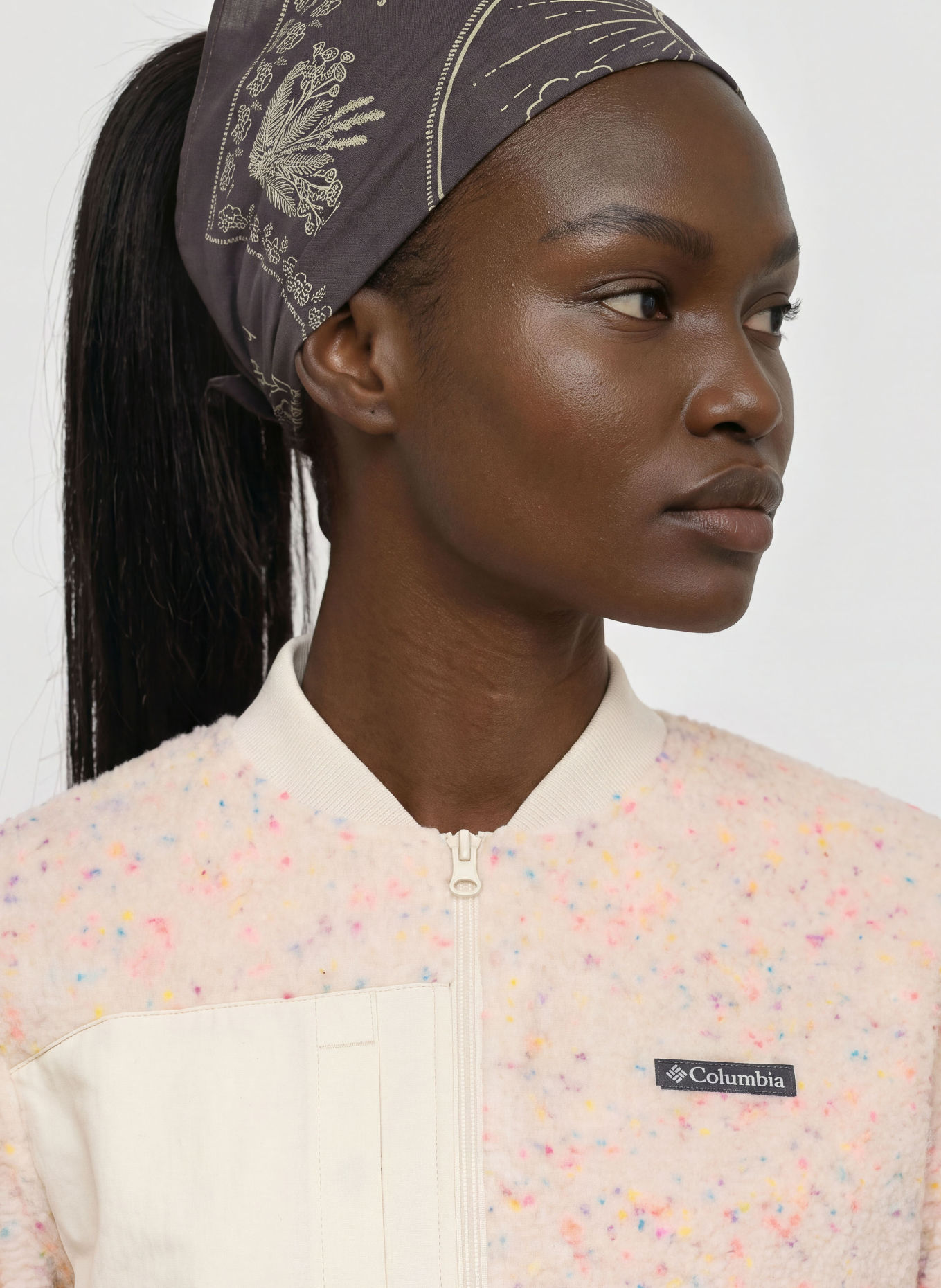 Columbia STELLAR PATH™ fleece jacket: CREAM / NEON PINK / BLUE