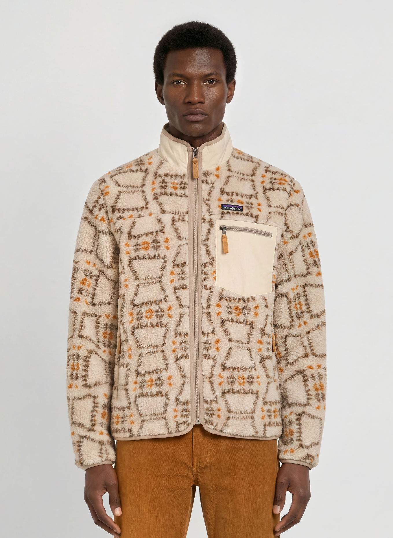 patagonia Kurtka z polaru CLASSIC RETRO-X®: BIAŁY / BEŻOWY / CZIEMNOSZARY