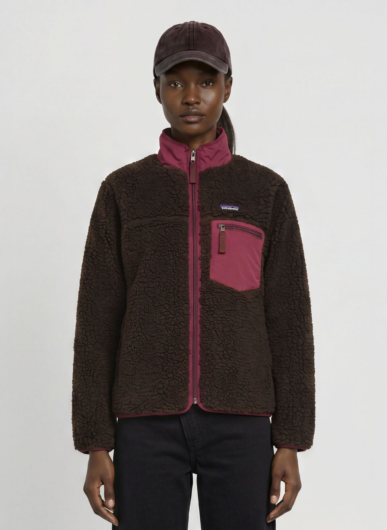 patagonia Kurtka z polaru CLASSIC RETRO-X: CIEMNOBRĄZOWY / CIEMNOCZERWONY