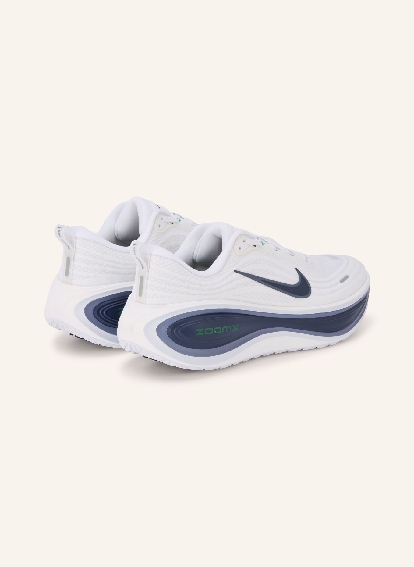 Nike VOMERO PLUS running shoes: WHITE / NEON GREEN / DARK BLUE