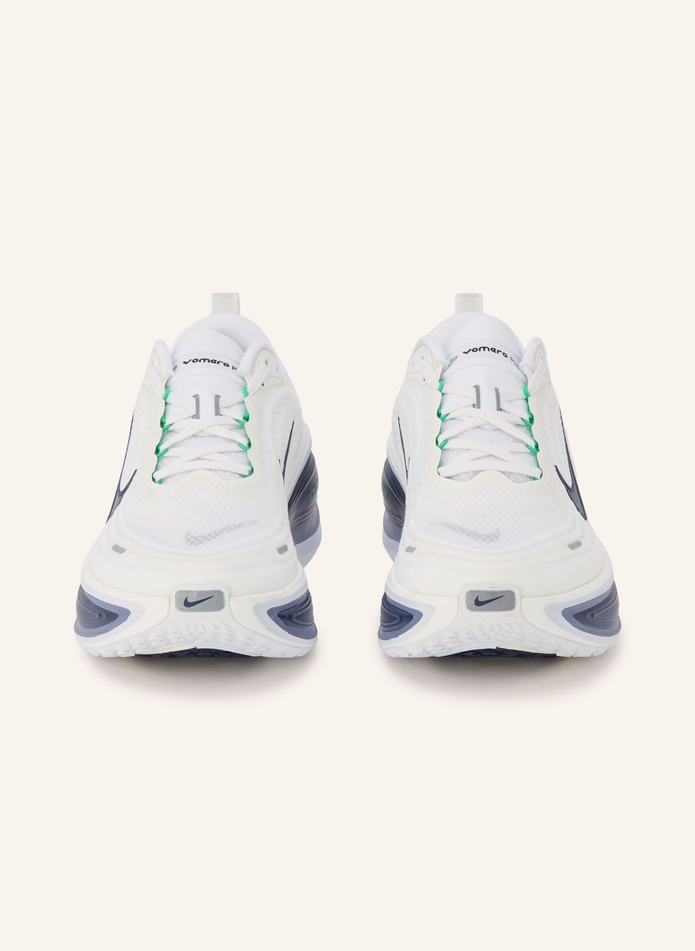 Nike VOMERO PLUS running shoes: WHITE / NEON GREEN / DARK BLUE