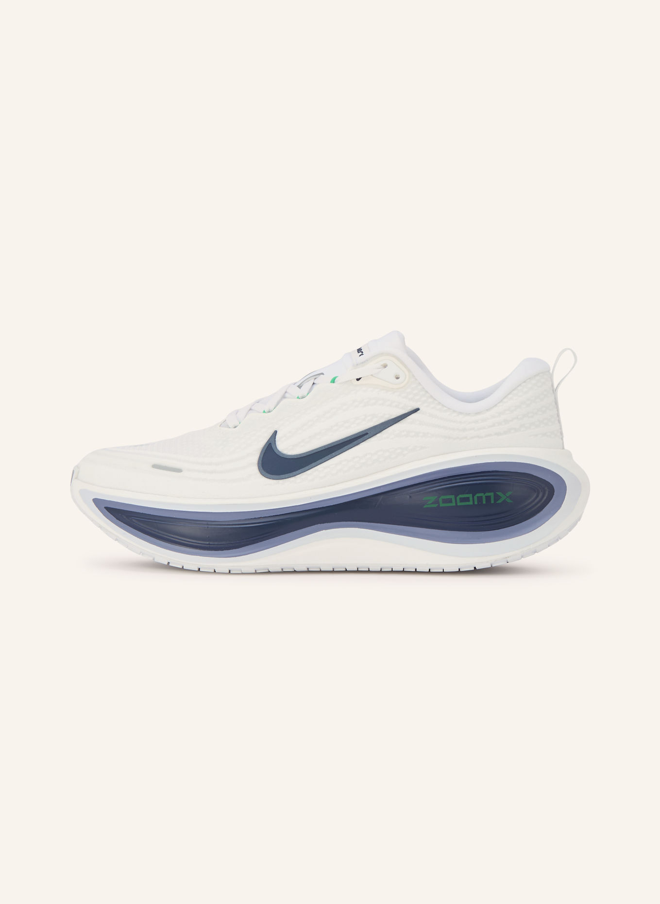 Nike VOMERO PLUS running shoes: WHITE / NEON GREEN / DARK BLUE