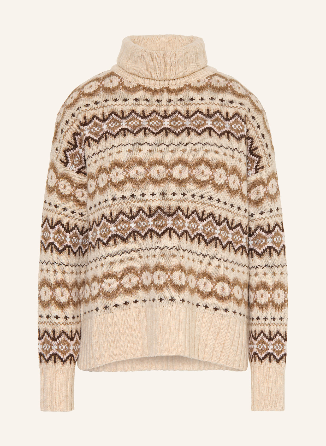 Barbour Rollkragenpullover HELEN: HELLBRAUN / DUNKELBRAUN / BRAUN