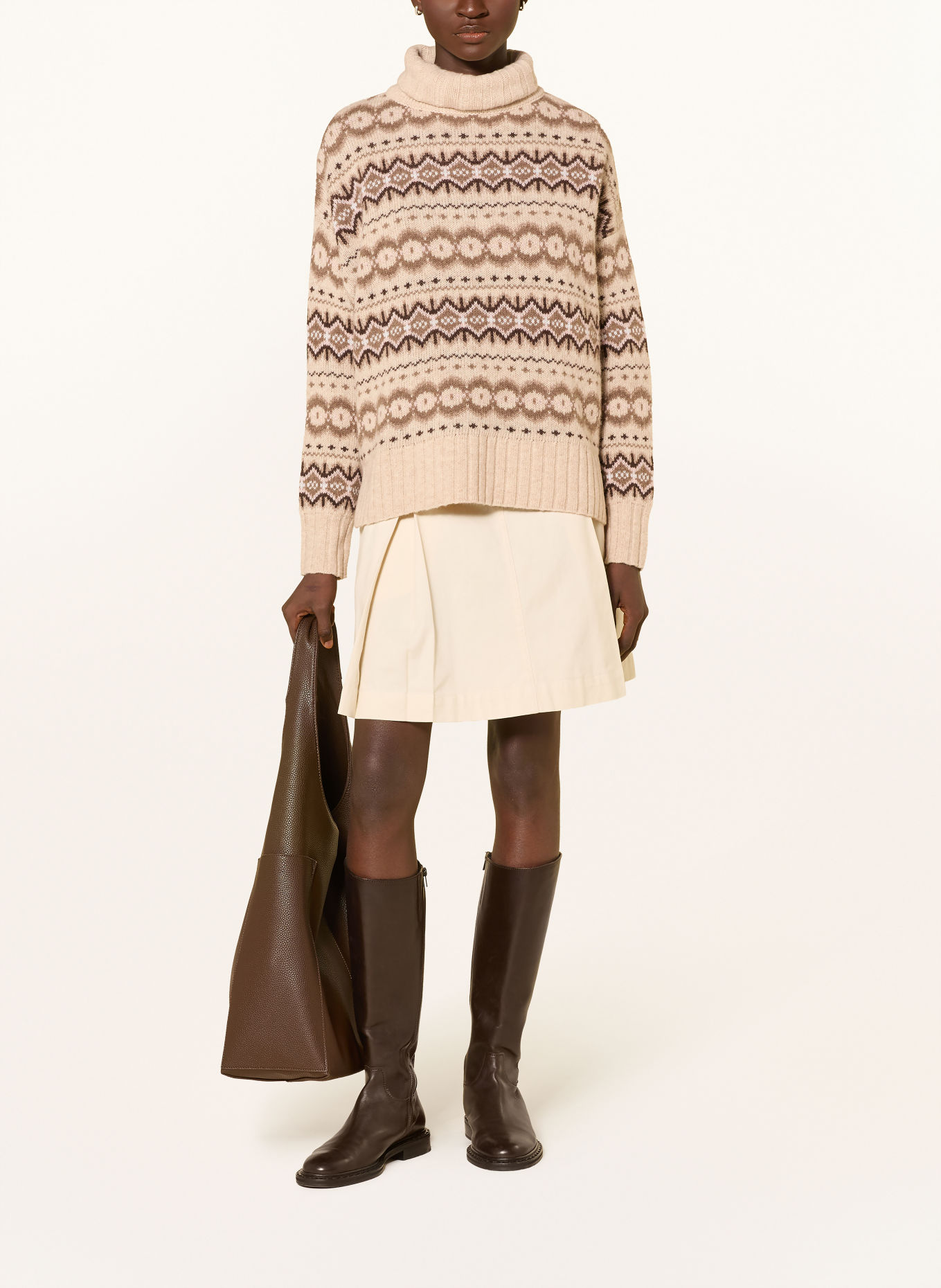 Barbour Rollkragenpullover HELEN: HELLBRAUN / DUNKELBRAUN / BRAUN
