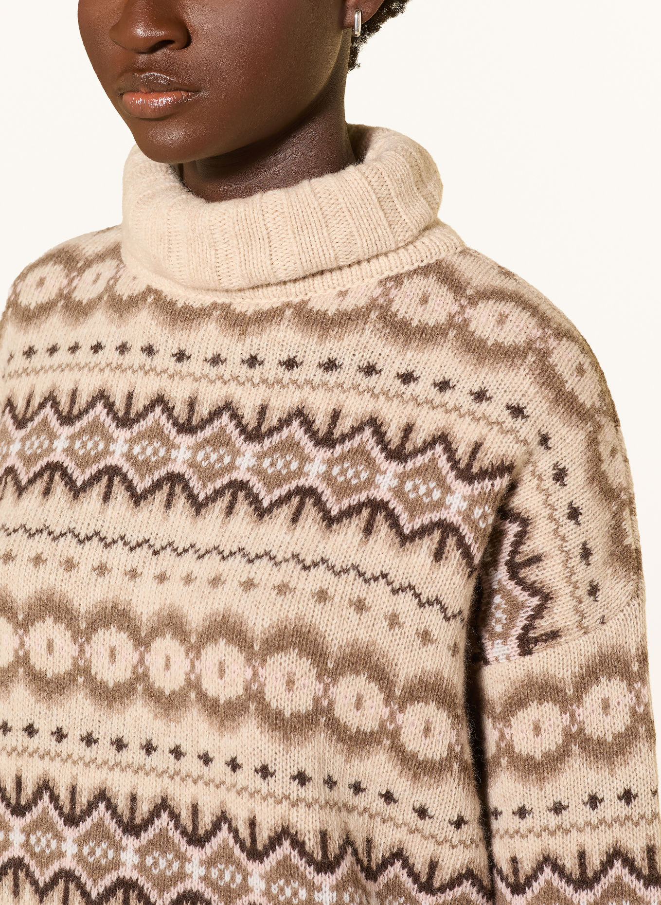 Barbour Rollkragenpullover HELEN: HELLBRAUN / DUNKELBRAUN / BRAUN