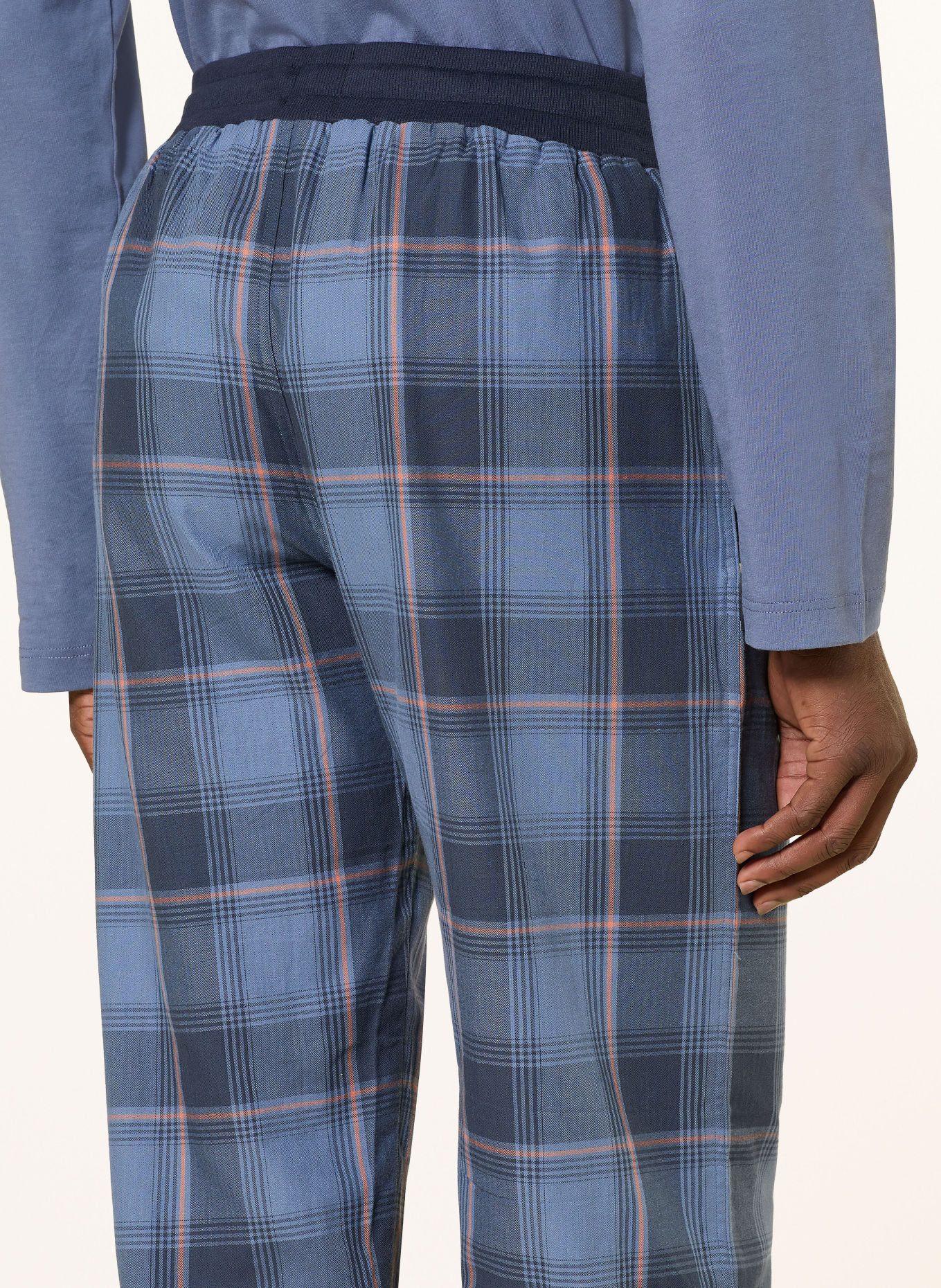 SCHIESSER Schlafhose MIX+RELAX: BLAUGRAU / DUNKELORANGE / DUNKELBLAU