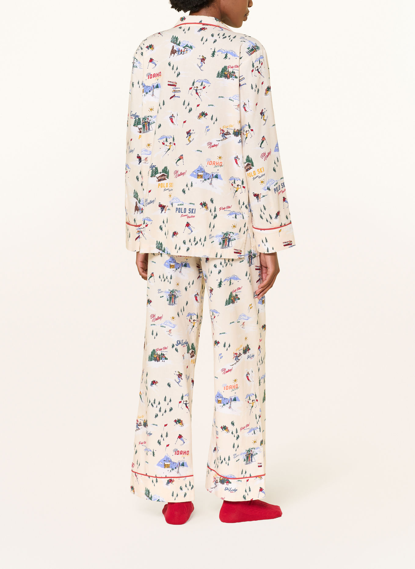 POLO RALPH LAUREN Flanellen pyjama: ECRU / ROOD / GROEN