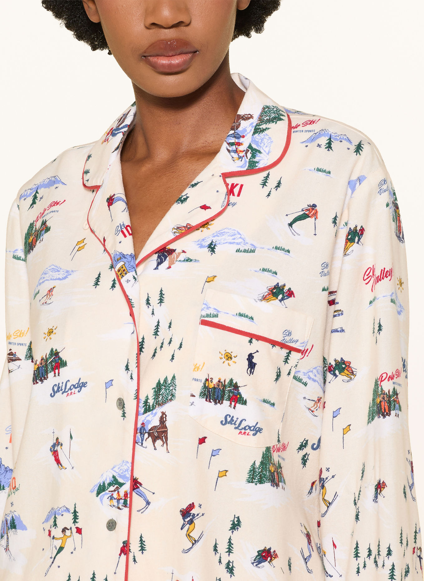 POLO RALPH LAUREN Flanellen pyjama: ECRU / ROOD / GROEN