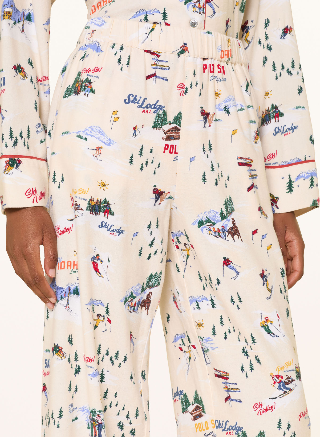 POLO RALPH LAUREN Flanellen pyjama: ECRU / ROOD / GROEN