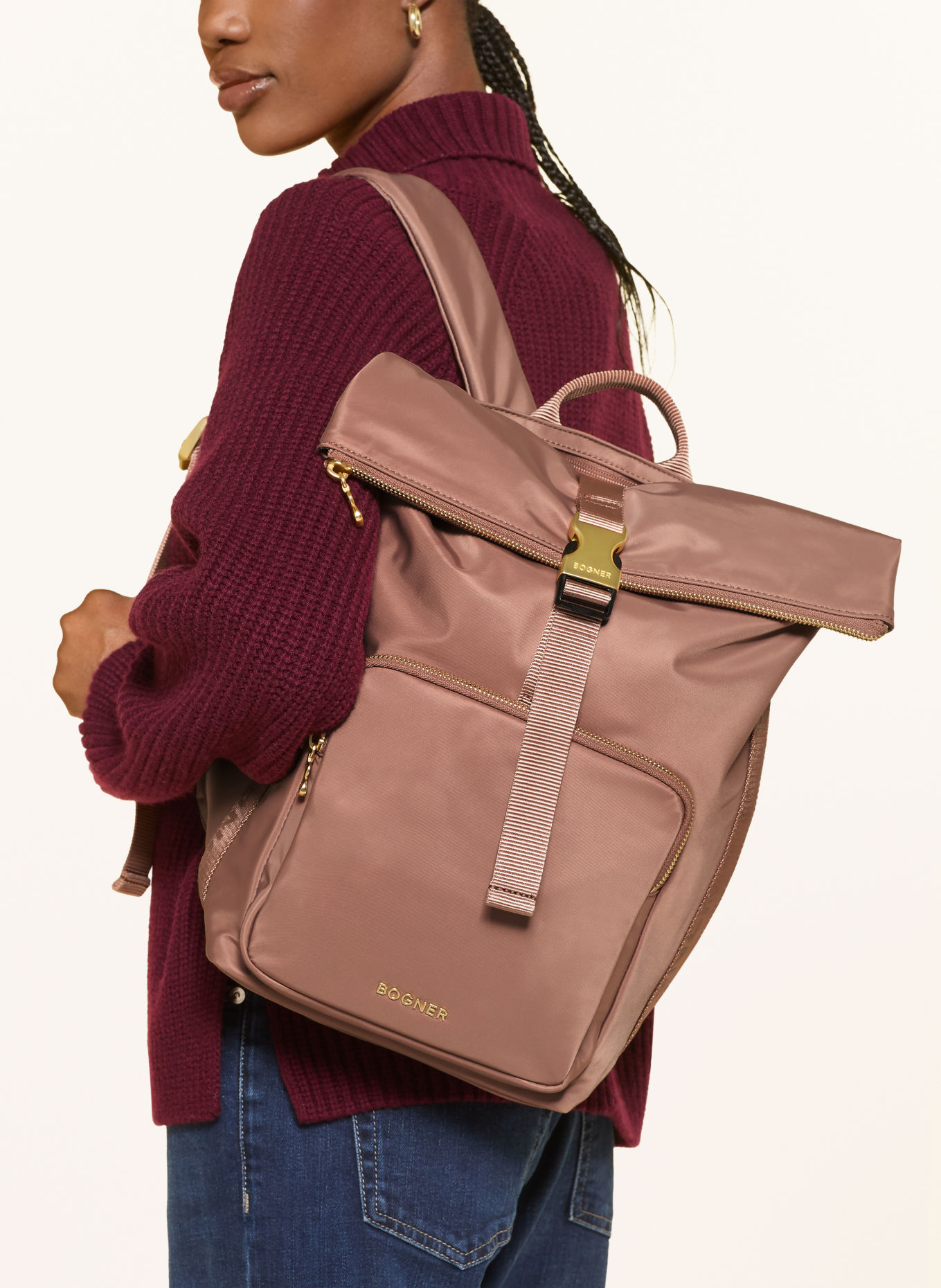 BOGNER sac à dos: VIEUX ROSE / OR