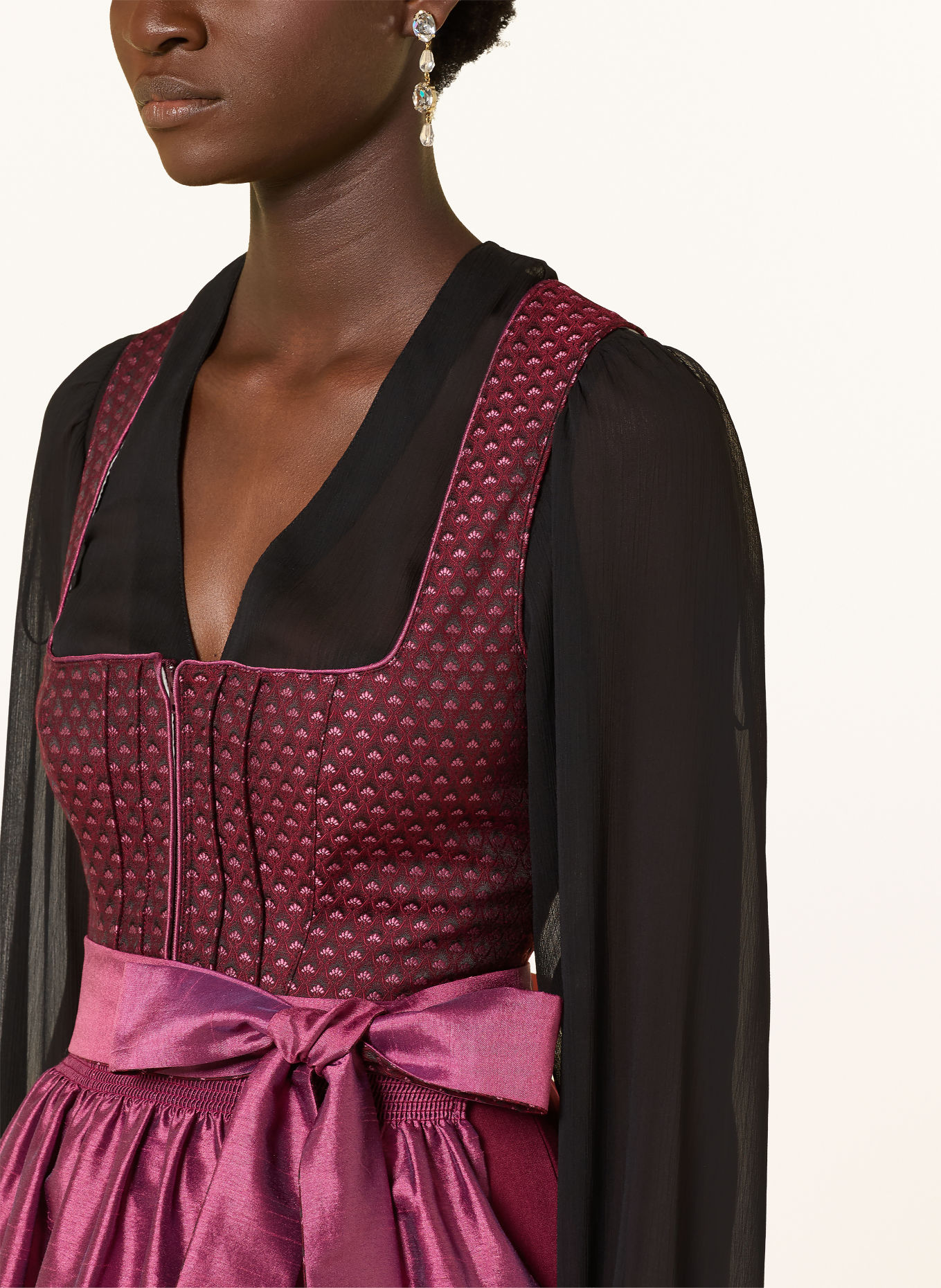 Spieth & Wensky Dirndlblouse EFEU: ZWART