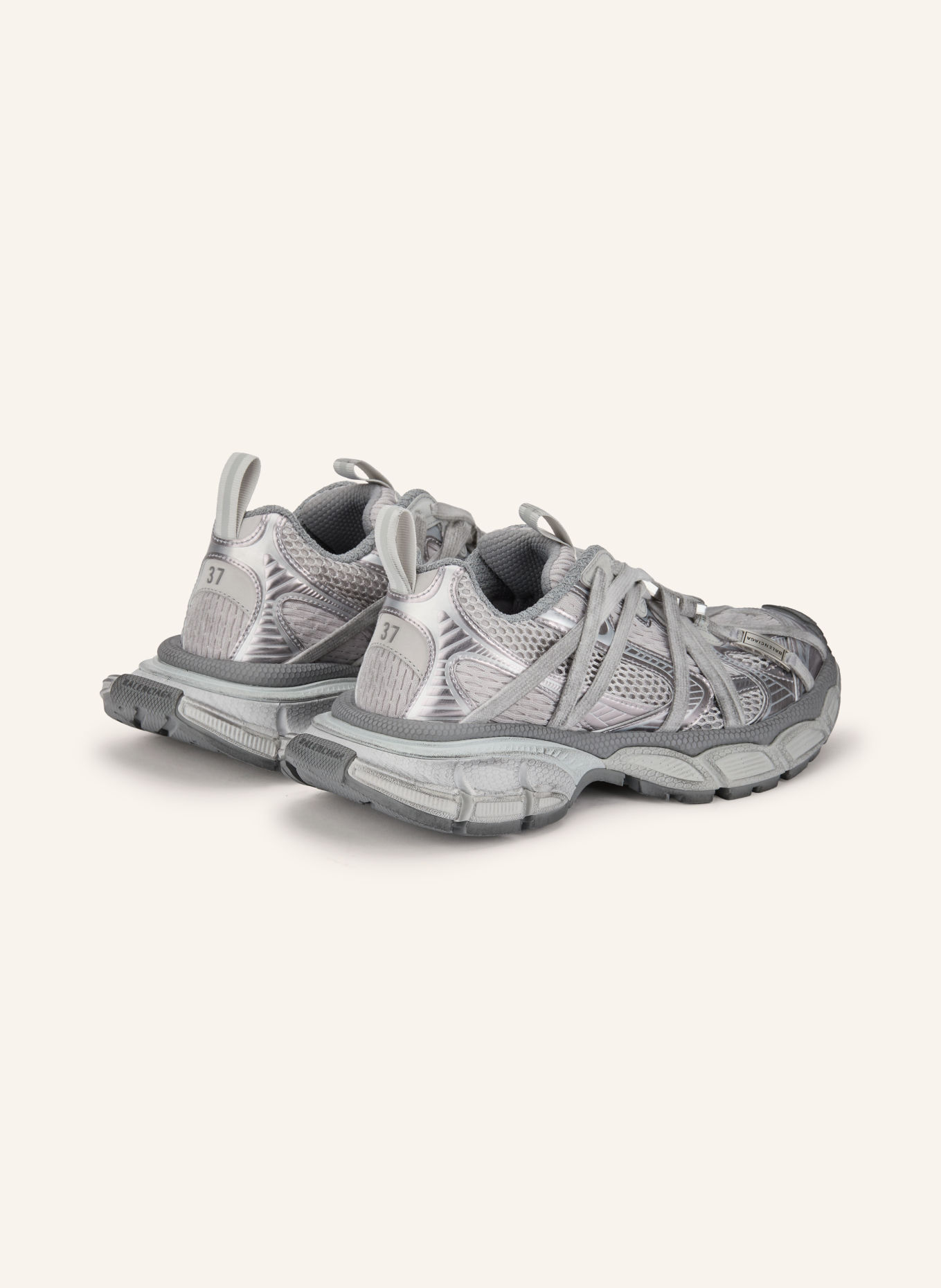 BALENCIAGA Sneakers 3XL EXTREME LACES B: GRIS FONCÉ / ARGENT / GRIS